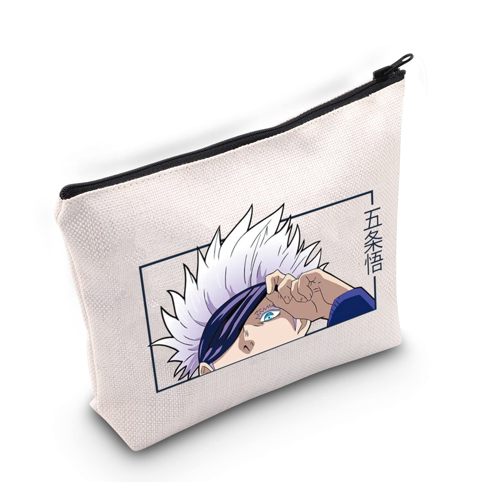 Anime Makeup Bag - Cute Anime Lover Gift for Women, Jujutsu Kaisen Merchandise, Gojo Satoru Themed Cosmetic Pouch - Perfect for Travel, School & Anime Convention Accessories