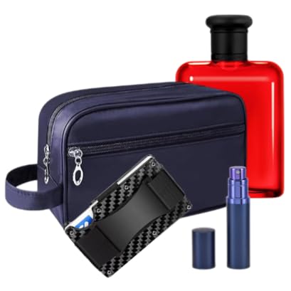 Premium Men's Cologne Gift Set - 4.2 oz EDT Red Fragrance with Travel Toiletry Bag, Refillable Perfume Atomizer & RFID Blocking Wallet - Perfect for Business Travel, Date Nights & Special Occasions