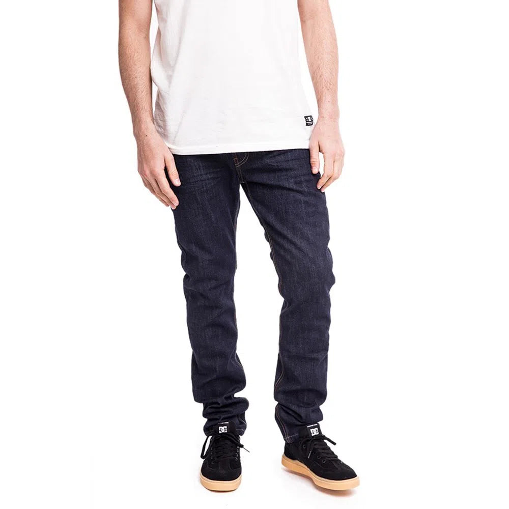 Men's DC Work Skinny Jeans in Basic Rinse Blue - Slim Fit Denim Pants for Casual Wear & Office Style