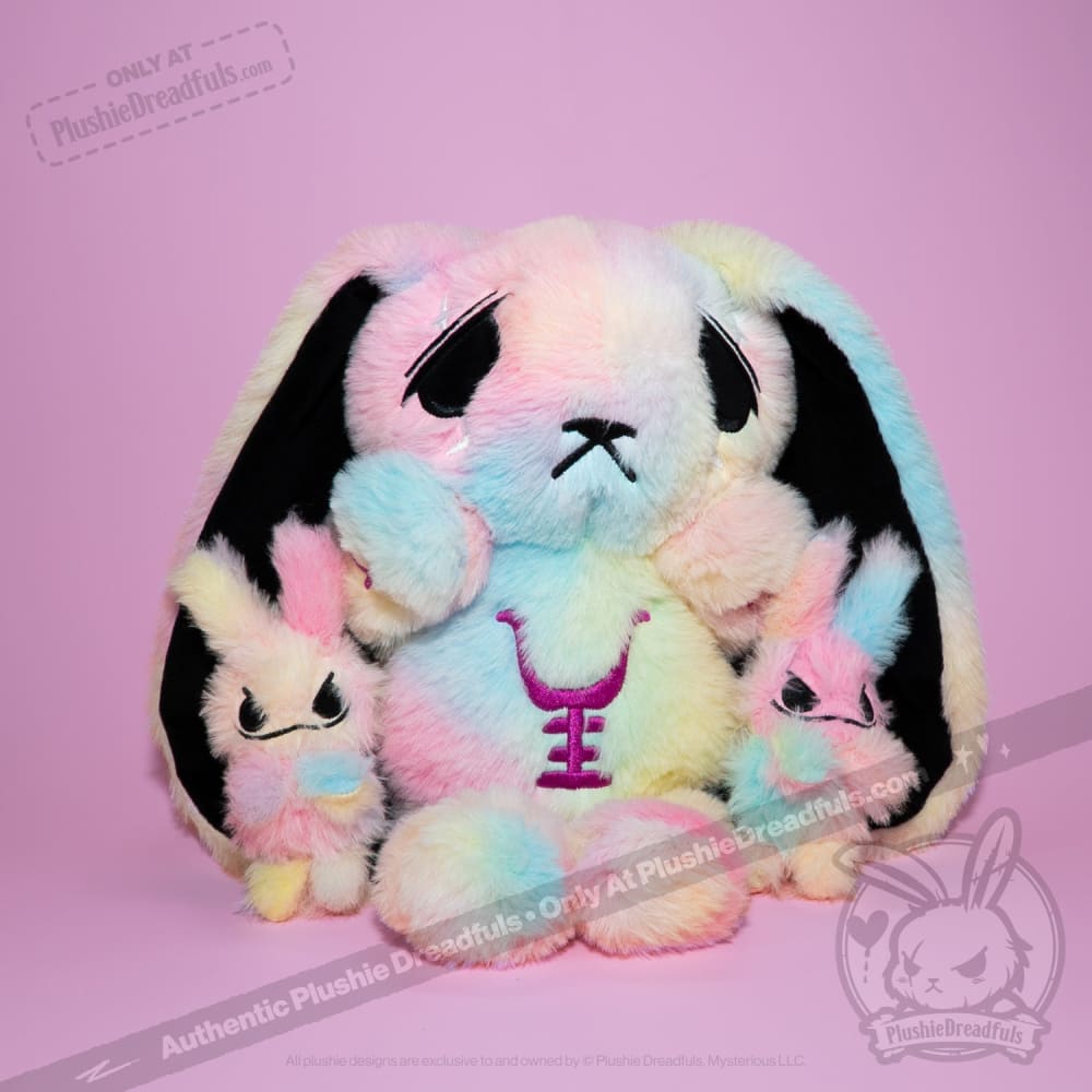 Plushie Dreadfuls Anxiety Rabbit Tie Dye Limited Edition Stuffed Animal - Soft Plush Toy for Stress Relief, Anxiety Comfort & Emotional Support