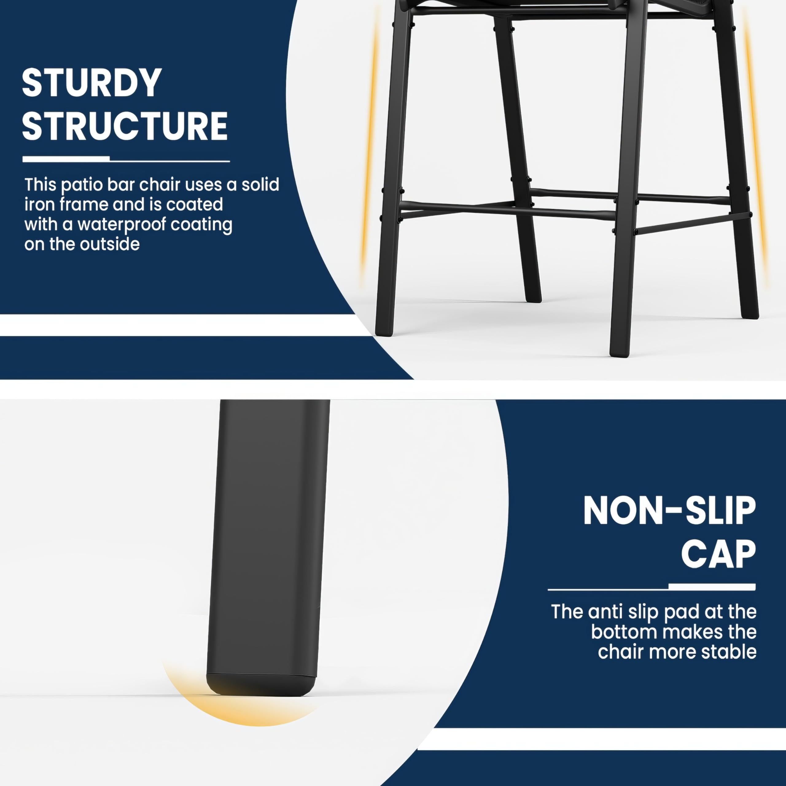 6-Pack UDPATIO All-Weather Textilene Outdoor Bar Stools - 30