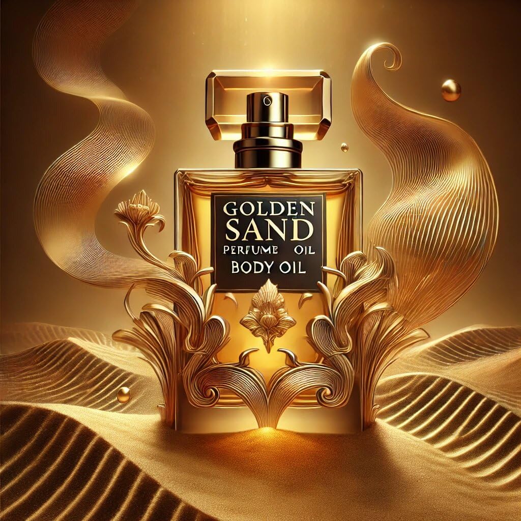 Golden Sand Unisex Perfume Body Oil - Caramel, Vanilla, Amber & Oud Scented - Long Lasting Moisturizing Fragrance for Men & Women - Perfect for Date Night, Gifting & Daily Wear
