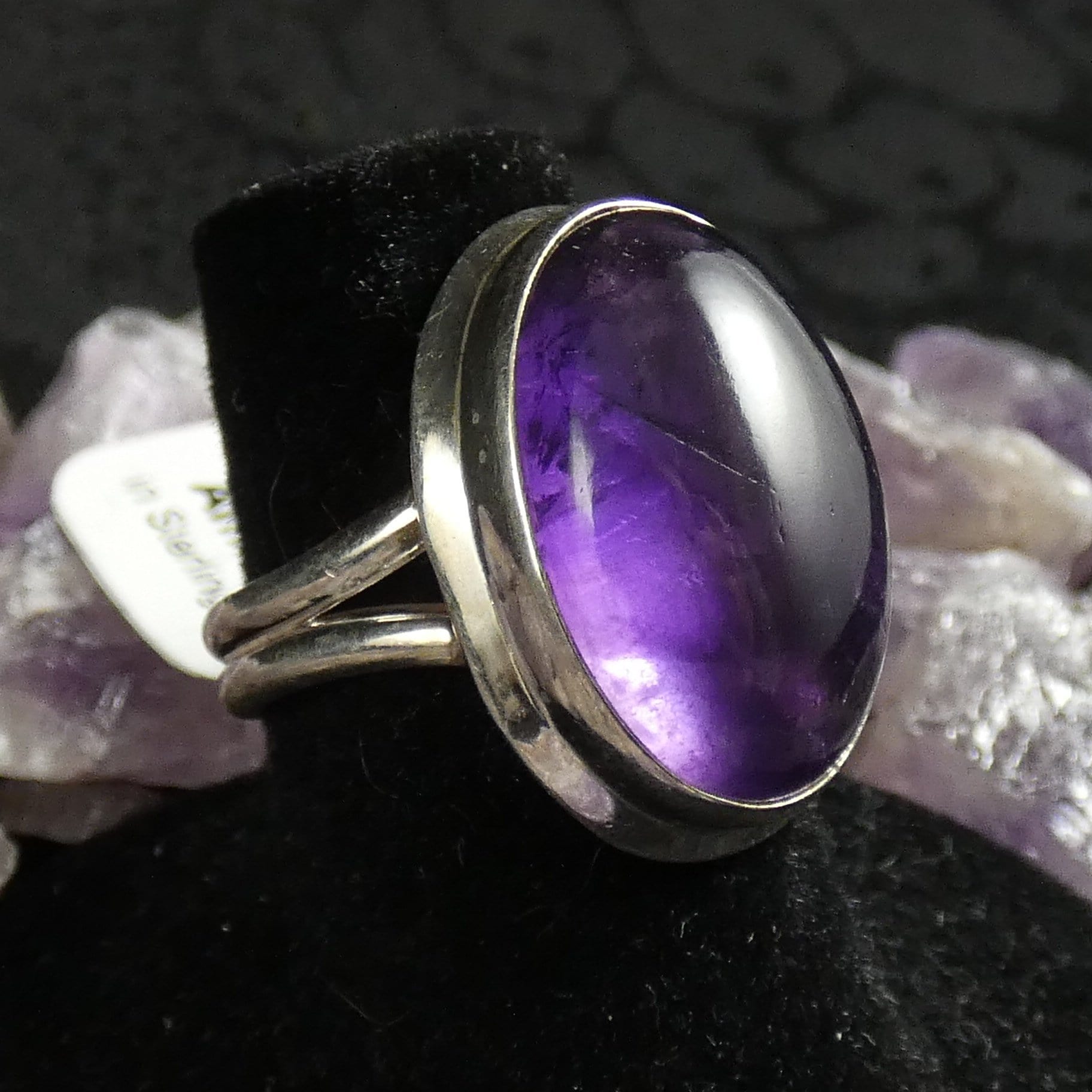 Natural Amethyst Sterling Silver Ring Size 6.75 - Elegant Purple Gemstone Jewelry for Women, Perfect Gift for Birthday, Anniversary & Valentine's Day