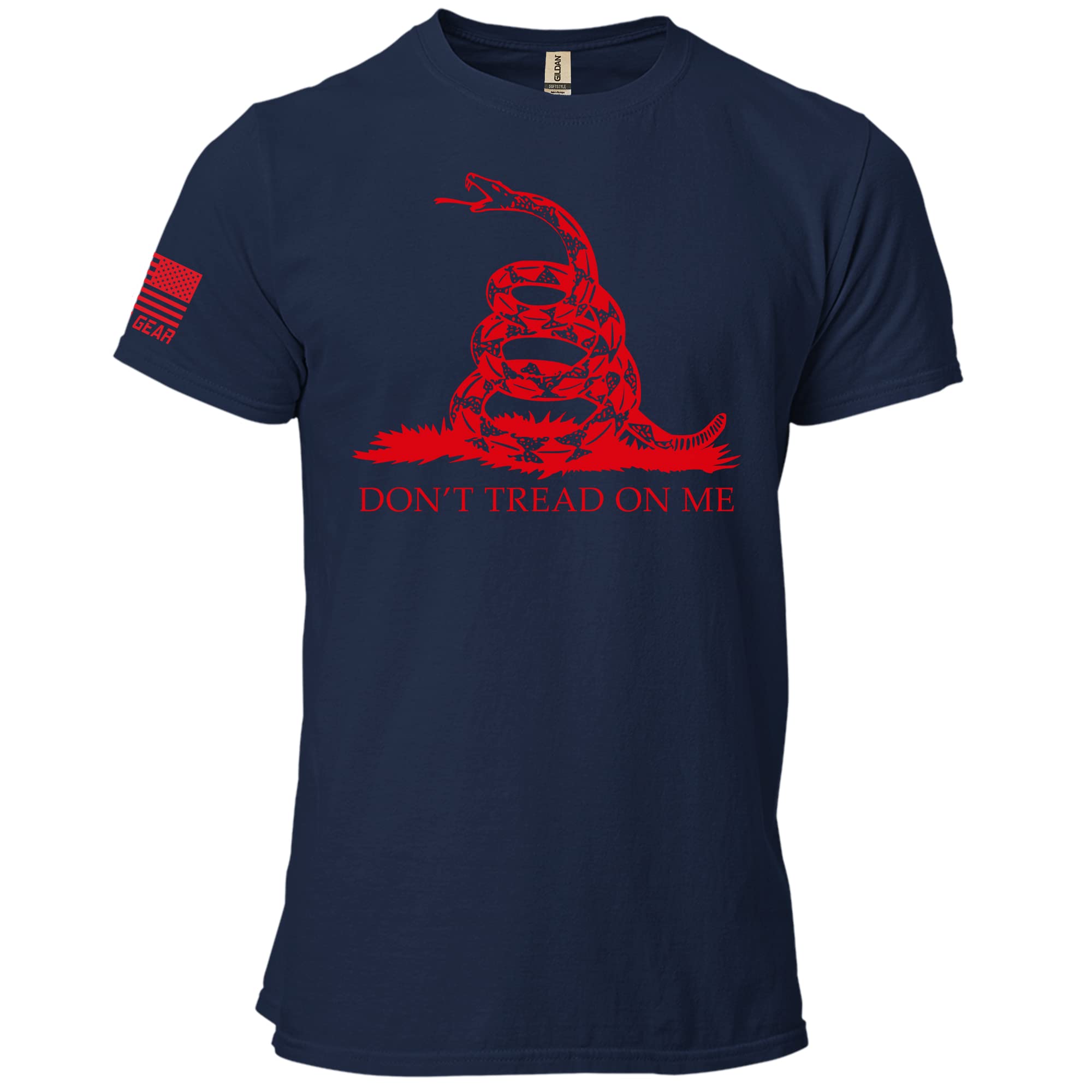 Gunner Gear Don't Tread On Me T-Shirt for Men | Gadsden Flag Red Snake Graphic Tee | Patriotic American Shirt for Outdoor Events & Political Rallies