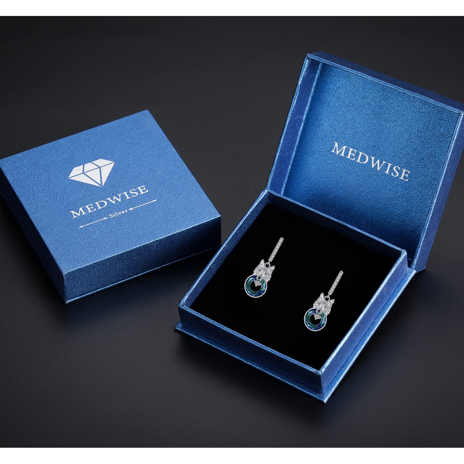 925 Sterling Silver Wolf Earrings with Crystals - Hypoallergenic Animal Stud & Hoop Earrings for Men, Women & Teens | Perfect Gift for Girlfriend, Birthday & Everyday Wear