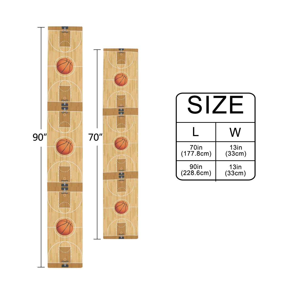 AUUXVA 13x90 Inch Sport Basketball Court Design Table Runner - Polyester Rectangular Tablecloth for Office, Kitchen, Dining, Wedding Party & Home Decor - Perfect for Game Day Decorations, Sports Themed Events and Basketball Fan Gifts