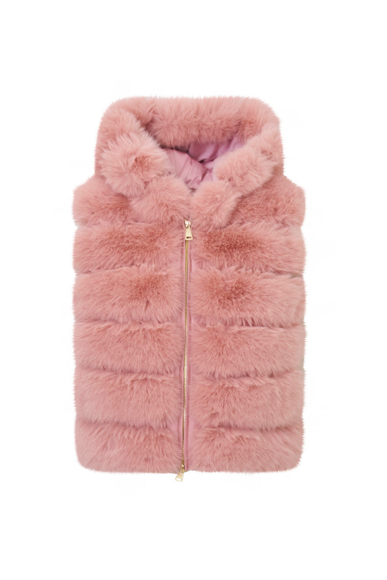 LoveShackFancy x MAX&MOI Faux Fur Fox Vest - Women's Fashion Winter Coat, Soft Plush Jacket for Cold Weather, Perfect for Holiday Parties & Outdoor Adventures