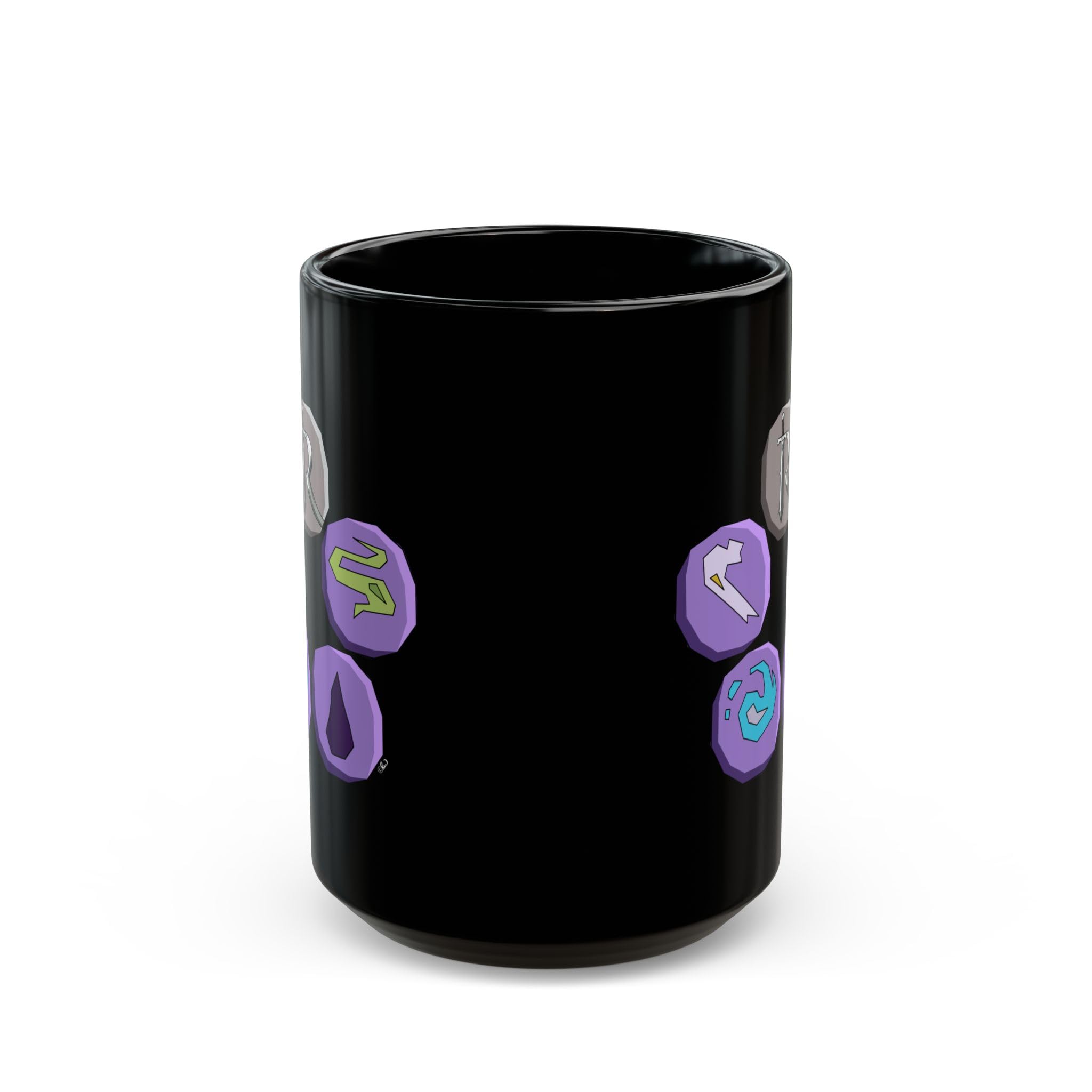 Necrotic Magic Runes Black Ceramic Mug - Gothic Gaming Coffee Cup & Tea Mug for PC Gamers - Perfect for Video Game Nights, Office Decor, and Geeky Drinkware
