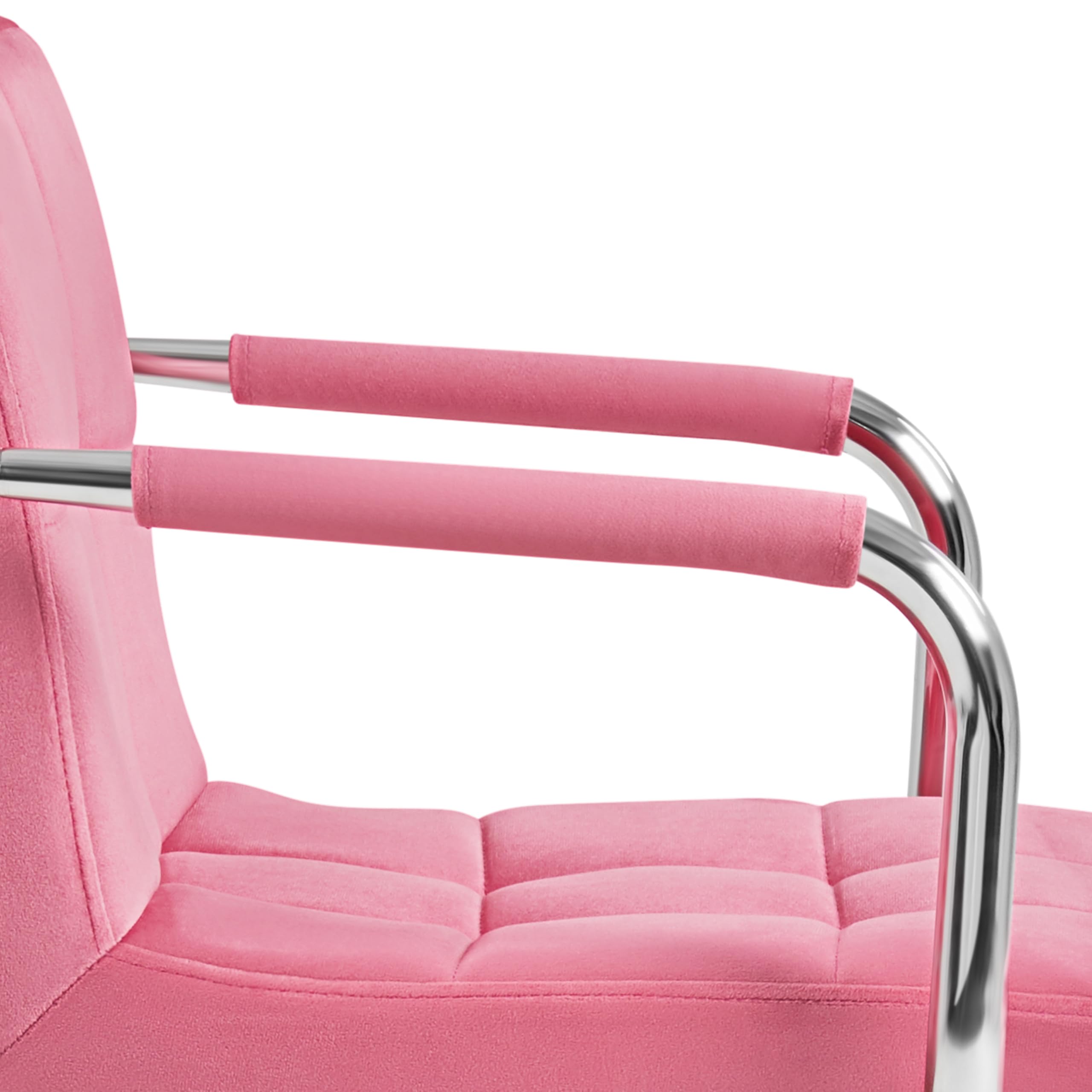 Yaheetech 2-Pack Velvet Swivel Bar Stools with Adjustable Height & Armrests - Pink Counter Stools for Kitchen Island, Breakfast Bar & Home Decor