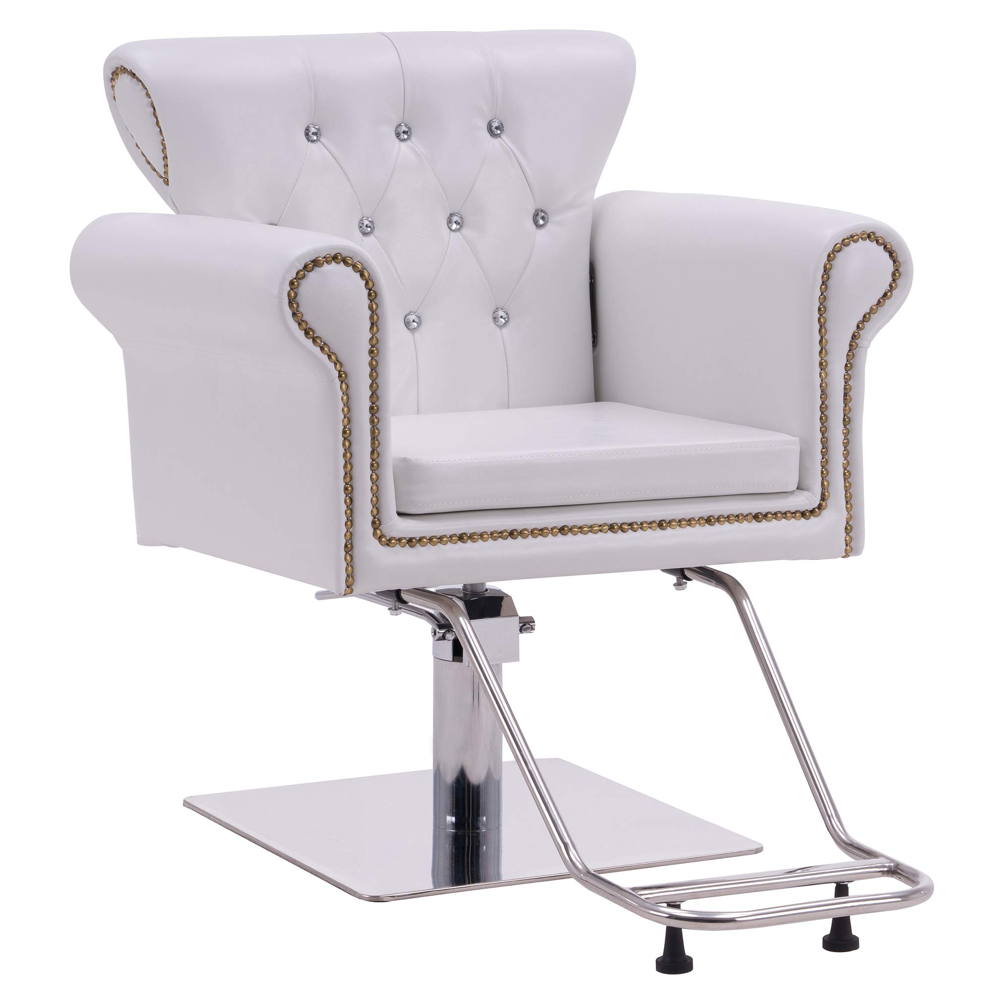 BarberPub Classic Hydraulic Barber Chair - Antique Styling Salon Chair for Hair Stylists & Beauty Professionals | White 8899 | Perfect for Barber Shops, Salons & Spa Equipment