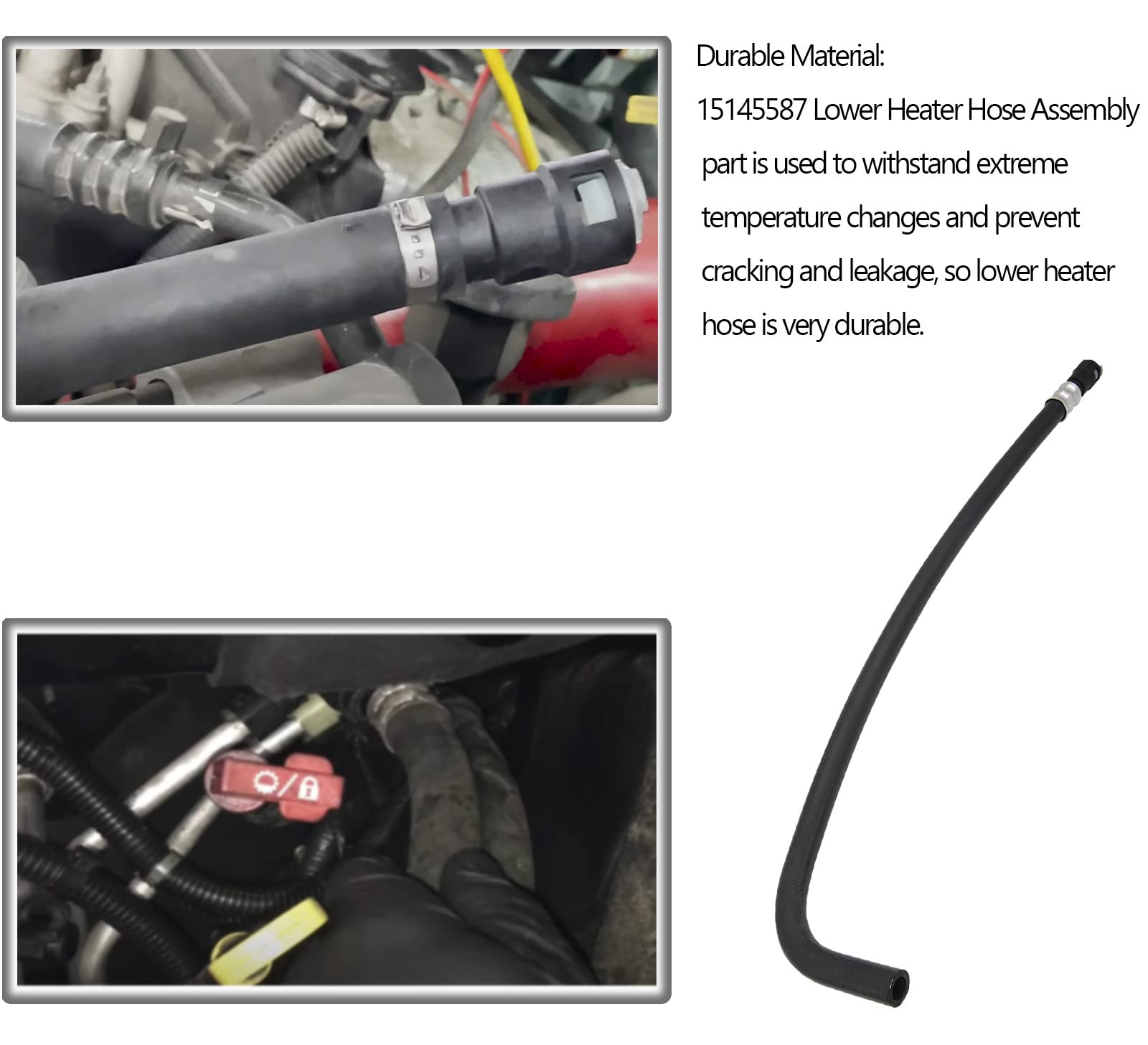 15145587 Lower Heater Hose Assembly for Cadillac Chevy GMC - Replacement HVAC Heater Core Hose, Engine Cooling System Part - Perfect for Winter Driving & HVAC Repair