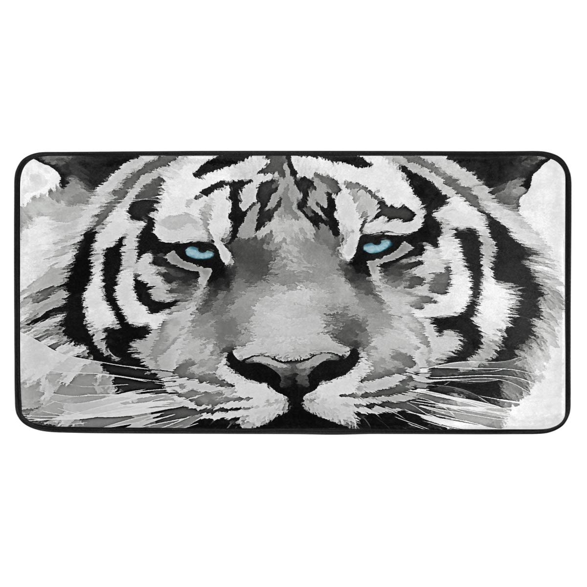 Non-Slip Watercolor Tiger Kitchen Rug - Soft Comfortable Bath & Floor Mat for Home Decor - Perfect for Kitchen, Bathroom, Entryway & High-Traffic Areas