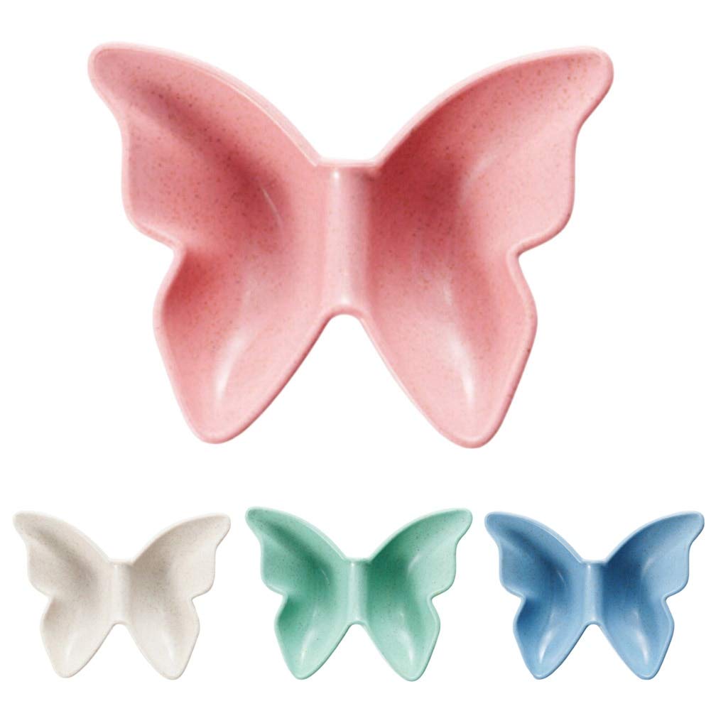 1PC Creative Butterfly-Shaped Wheat Straw Seasoning Dish - Japanese Sauce, Vinegar, Pickle & Snack Small Plate (Color 04) - Perfect for Sushi, Salad, Appetizers & Party Serving