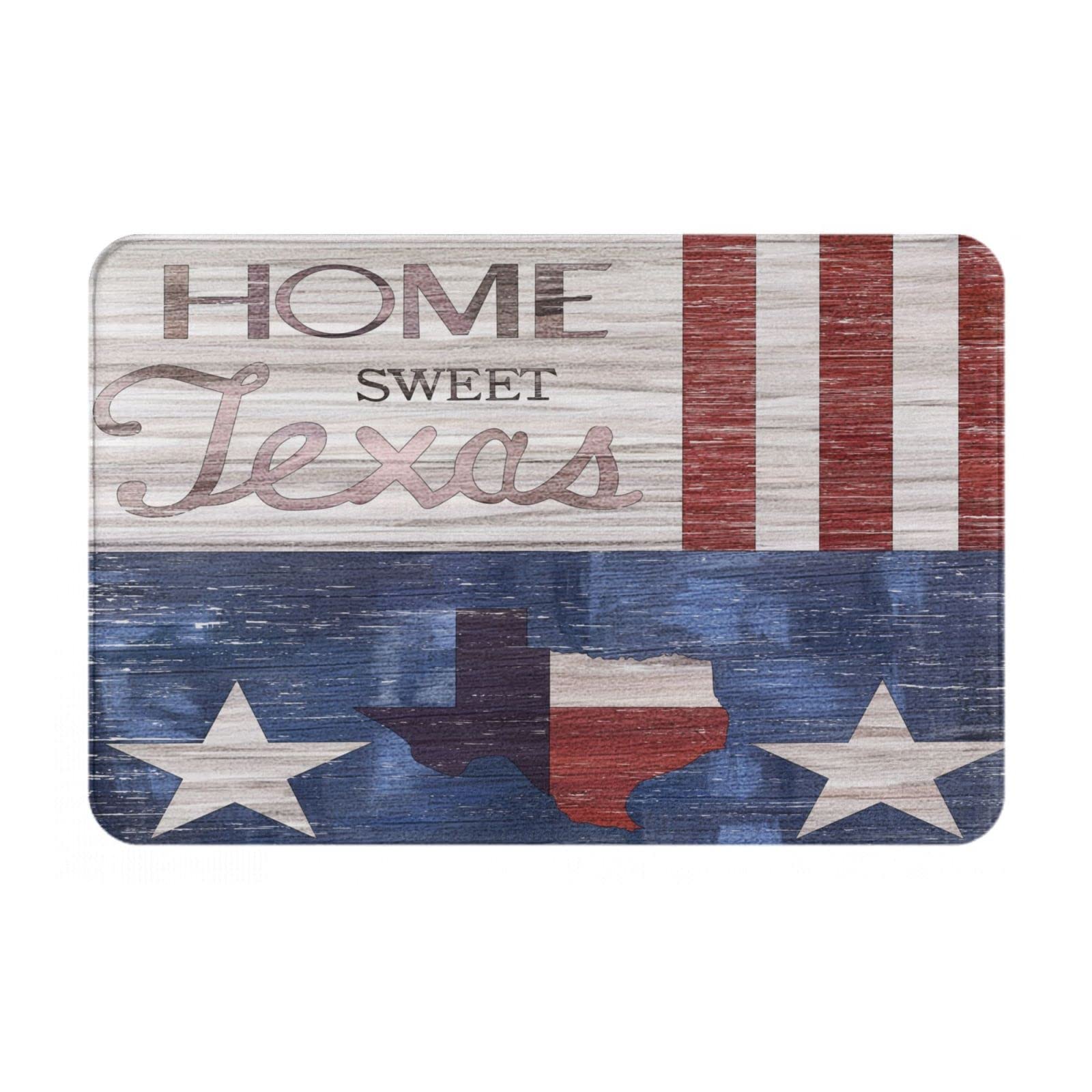 Non-Slip Super Soft Bathroom Rugs - HATESAH Shower Mat with Texas Design, Absorbent Floor Rug for Bathroom Decor, Home Sweet Home Theme - Perfect for Bathrooms, Showers & Entryways