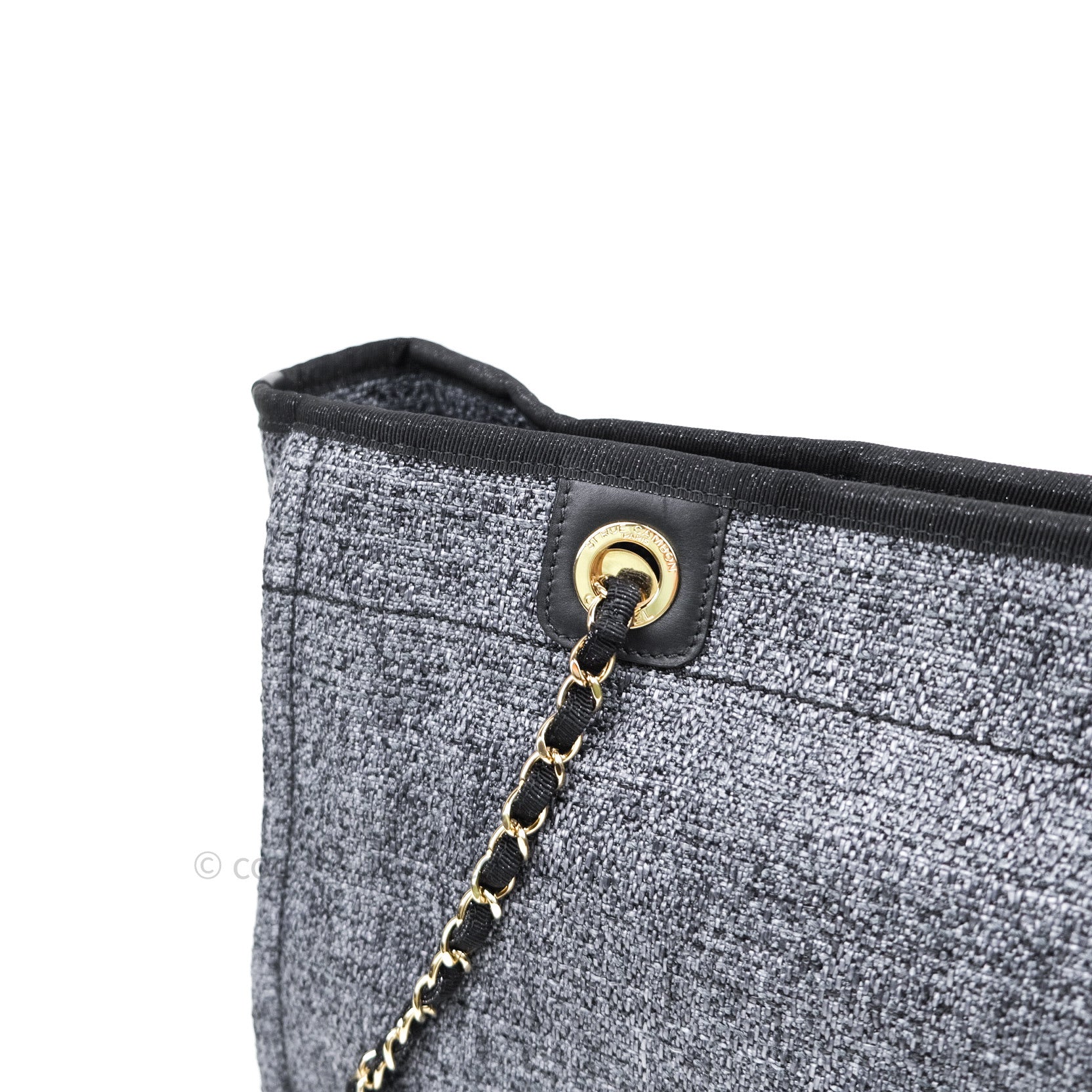 Chanel Canvas Deauville Medium Tote Bag in Charcoal Grey - Luxury Designer Handbag for Women, Perfect for Work, Travel & Everyday Use