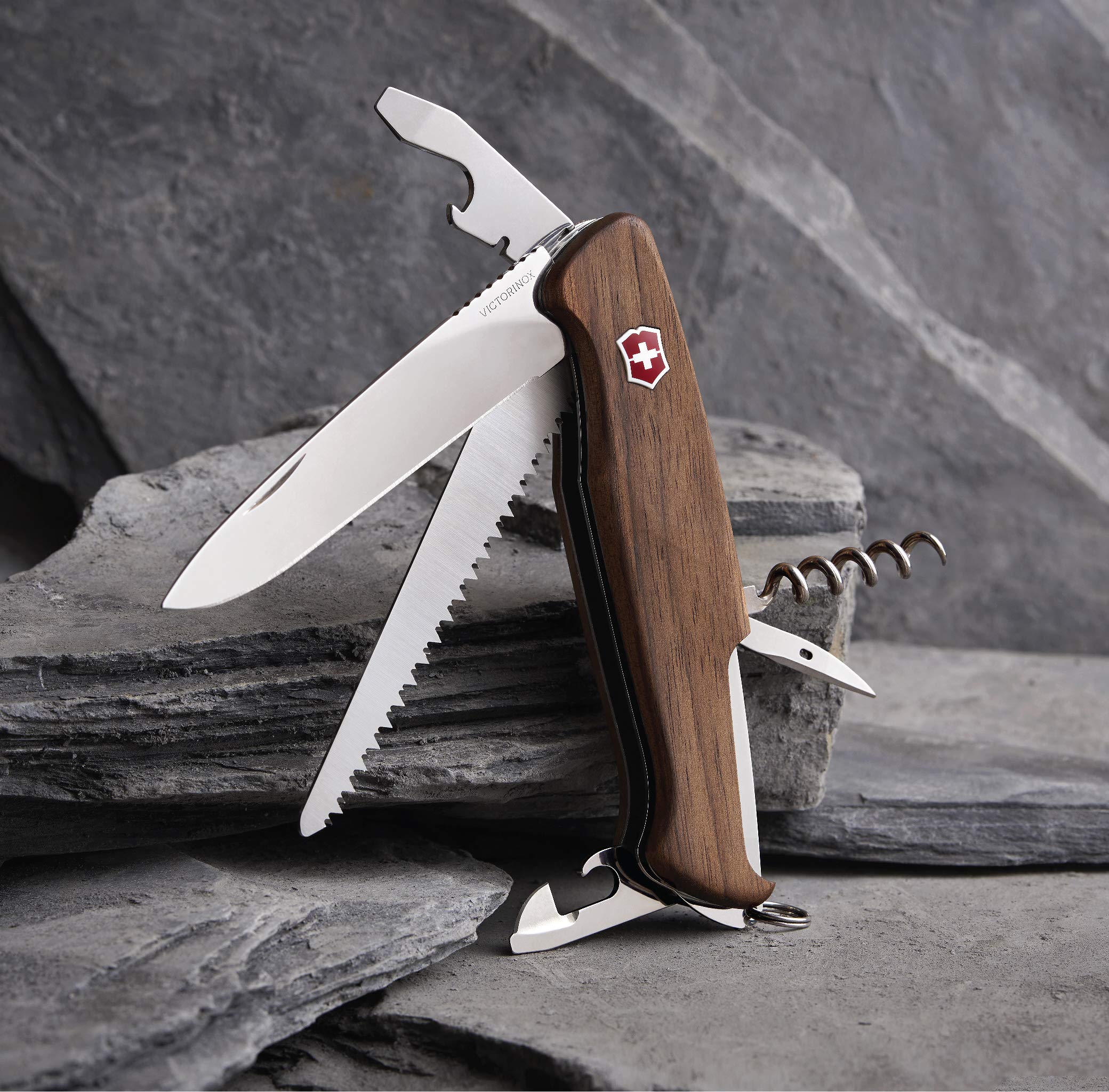 Victorinox Swiss Army Knife Ranger 55 - 10-in-1 Multitool with Blade, Can Opener & Screwdriver | Outdoor Camping, Hiking & Survival Gear