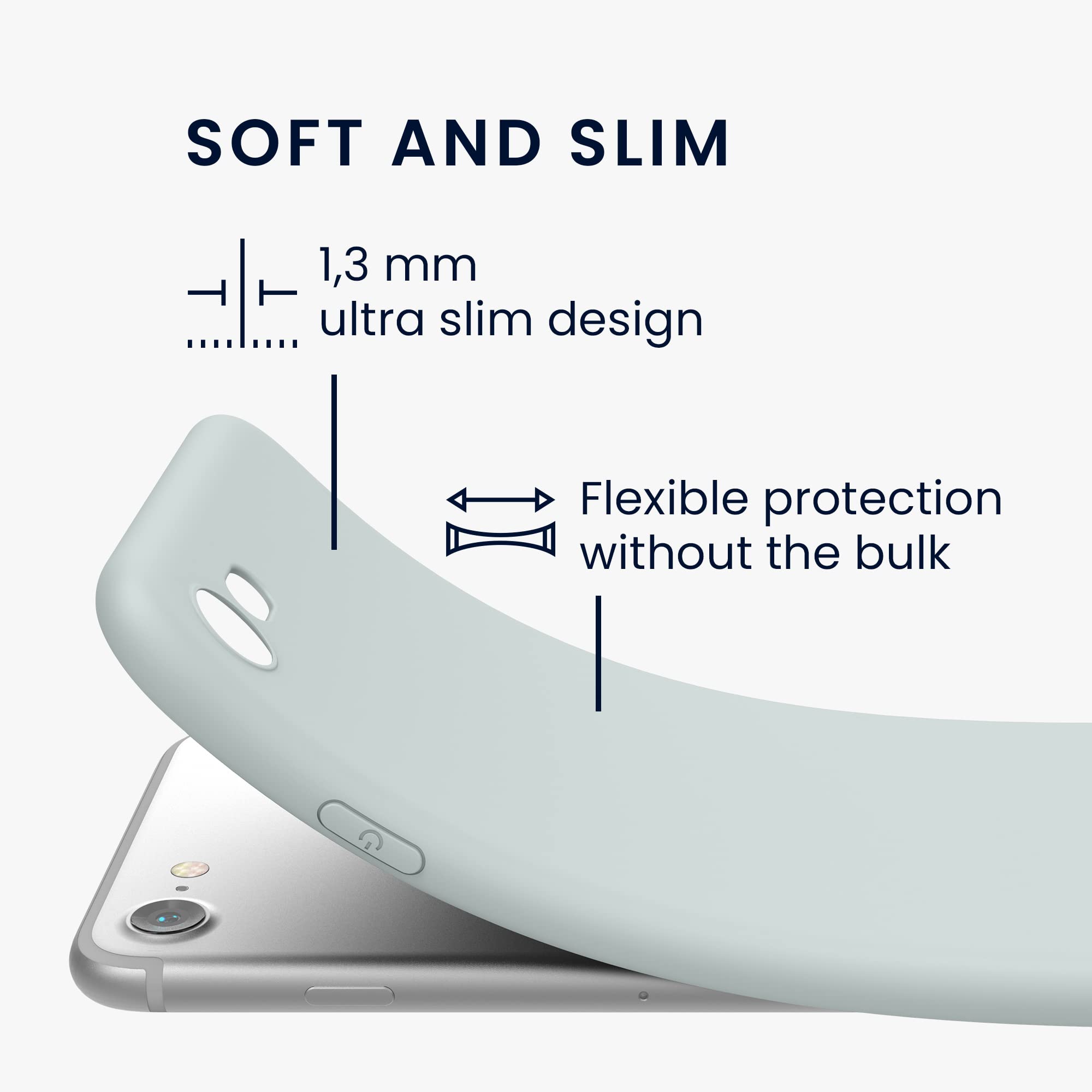 kwmobile Slim TPU Phone Case for Apple iPhone SE (2022/2020) & iPhone 8/7 - Protective Matte Cover with Soft Finish in Light Grey - Perfect for Everyday Use, Work & Travel
