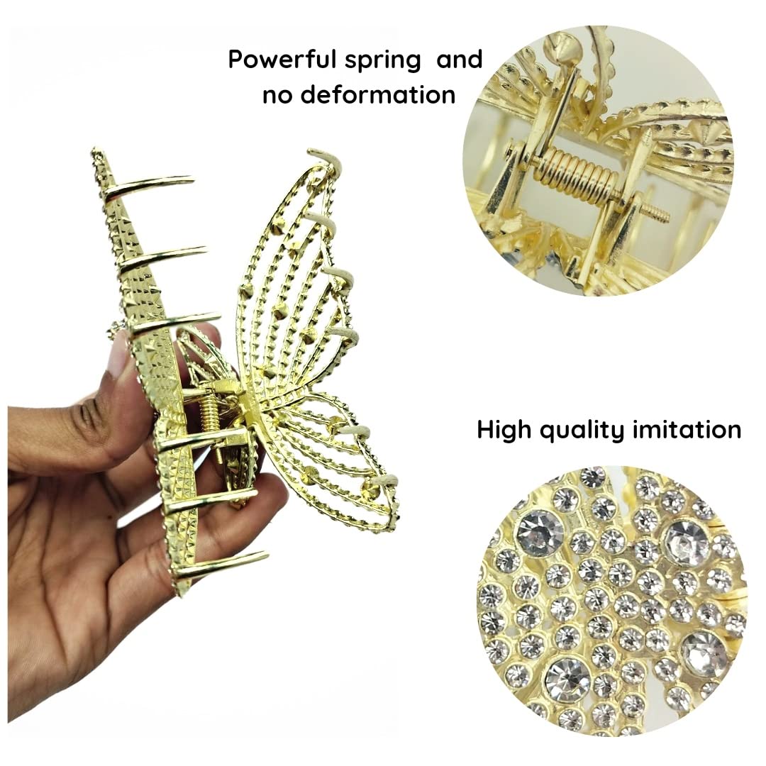Korean Stylish Rhinestone Big Butterfly Hair Clips for Women & Girls - Elegant Hair Accessories (Pack of 1) | Perfect for Parties, Weddings & Daily Fashion