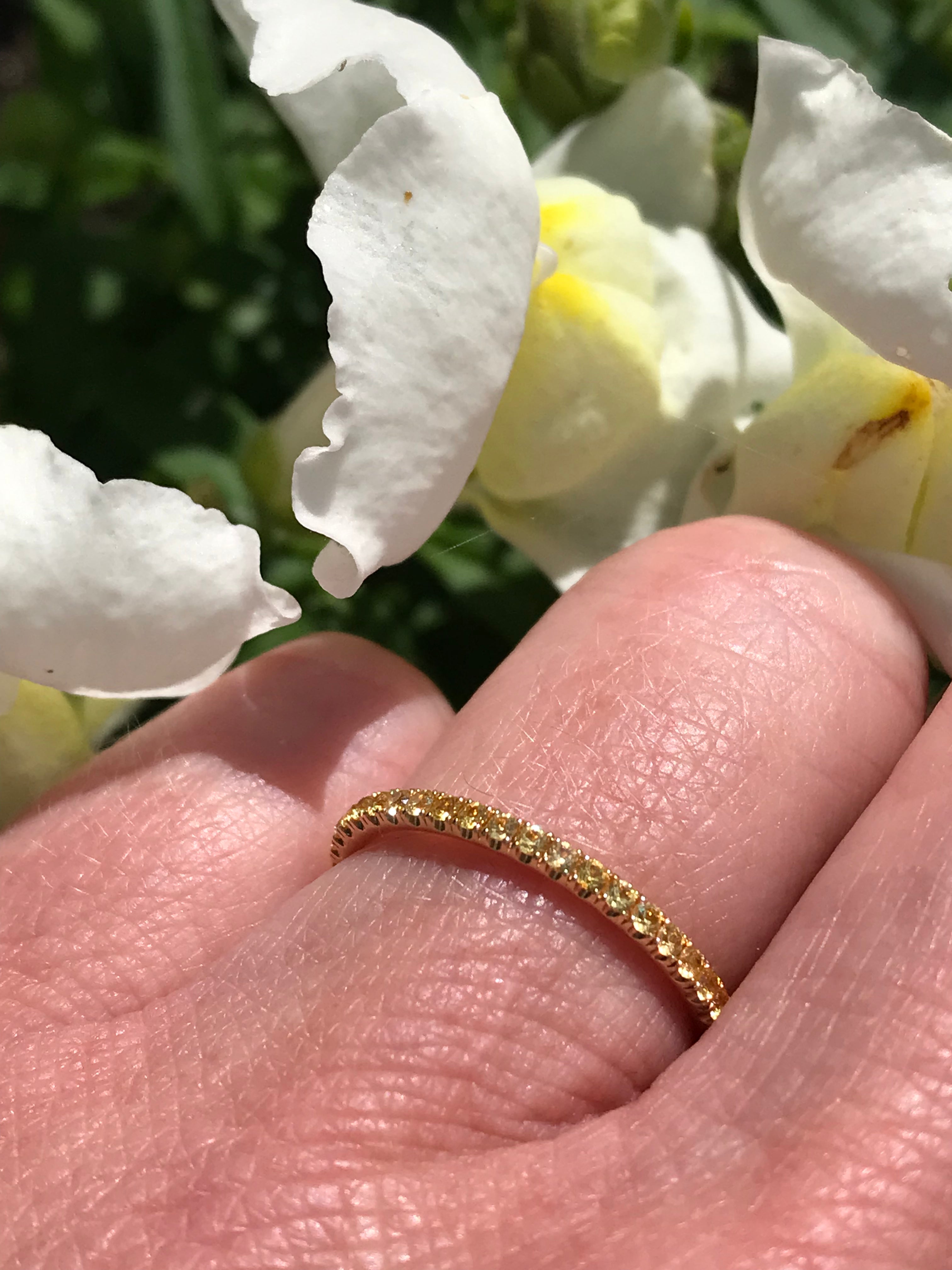 18ct Yellow Gold Yellow Sapphire Half Eternity Ring - Size N | Elegant Wedding Band, Anniversary Gift for Her, Perfect for Bridal Jewelry & Special Occasions