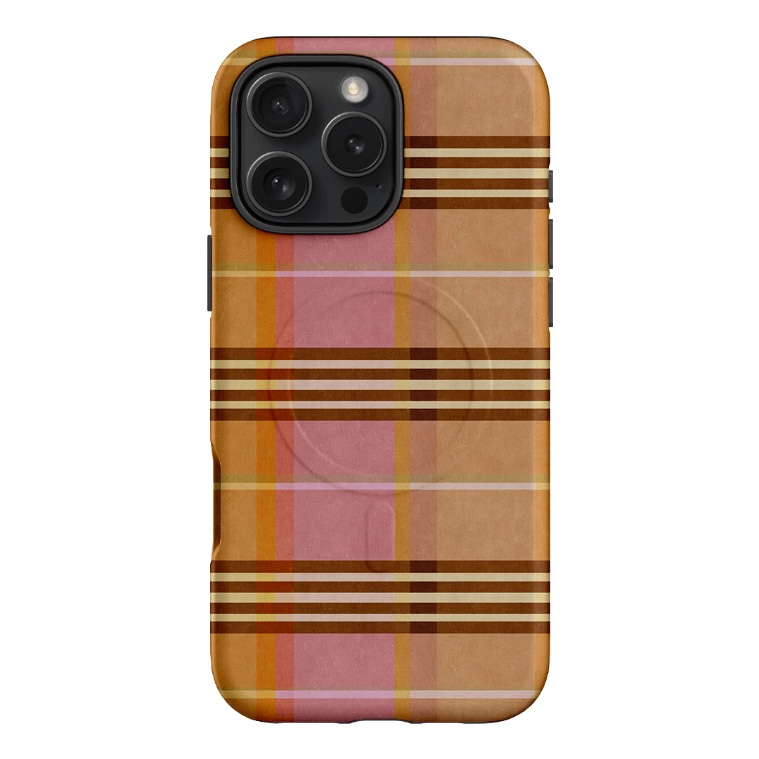 Peachy Plaid Phone Case for iPhone 15/14/13/12/11 Pro Max - Cute Tartan Pattern Protective Cover with Shockproof Design - Perfect for Everyday Use, Travel & Fashion Accessories