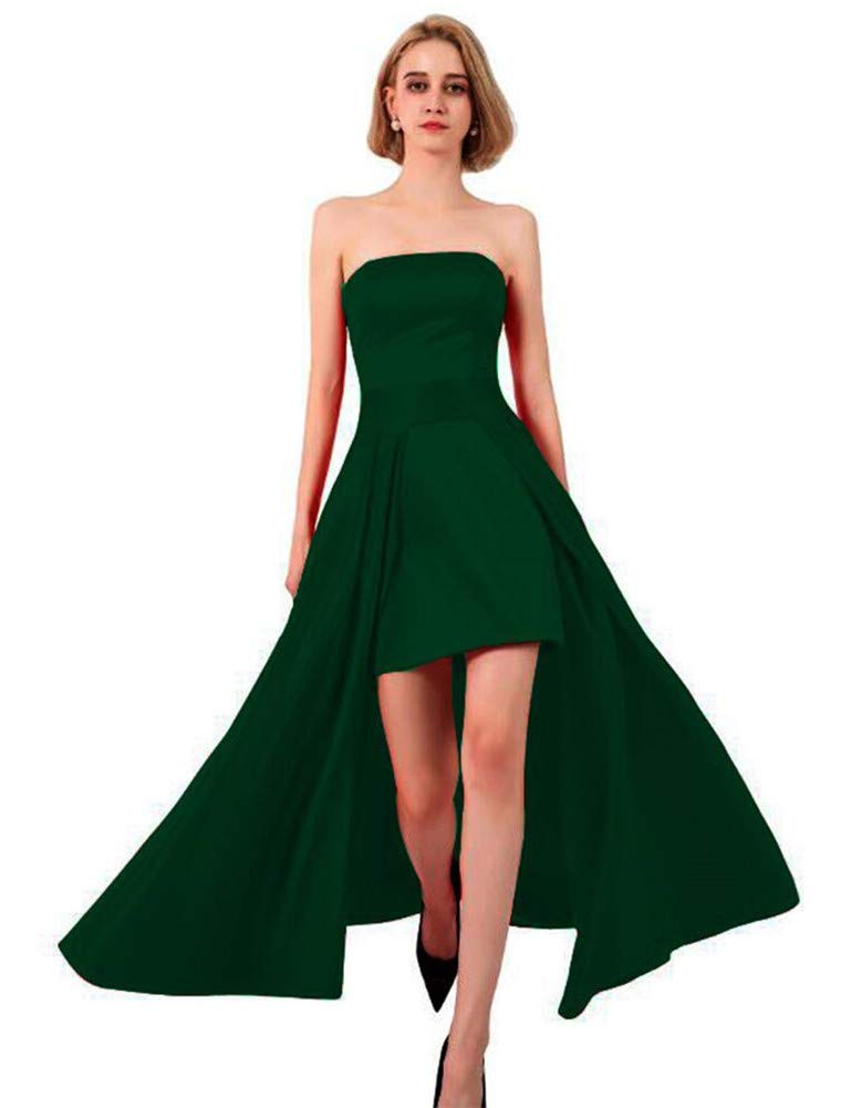 Elegant Green Off Shoulder Satin Evening Gown for Women - Detachable Train & Sleeveless Design for Weddings, Prom & Special Occasions