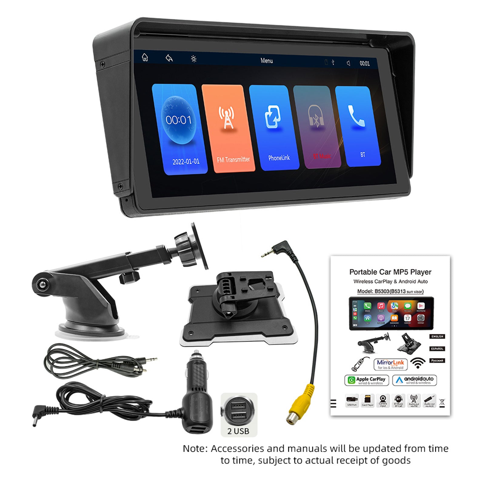 10.26 Car MP5 Player with Bluetooth, FM Transmitter & Wireless CarPlay - 4 LED Backup Camera for Safe Parking | Perfect for Road Trips & Daily Commutes