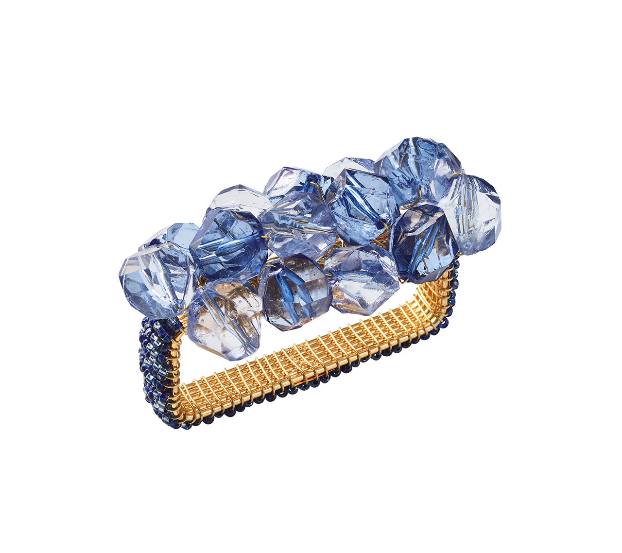Navy & Blue Pop Rocks Napkin Rings Set of 4 - Elegant Table Setting for Dinner Parties & Holiday Decorations