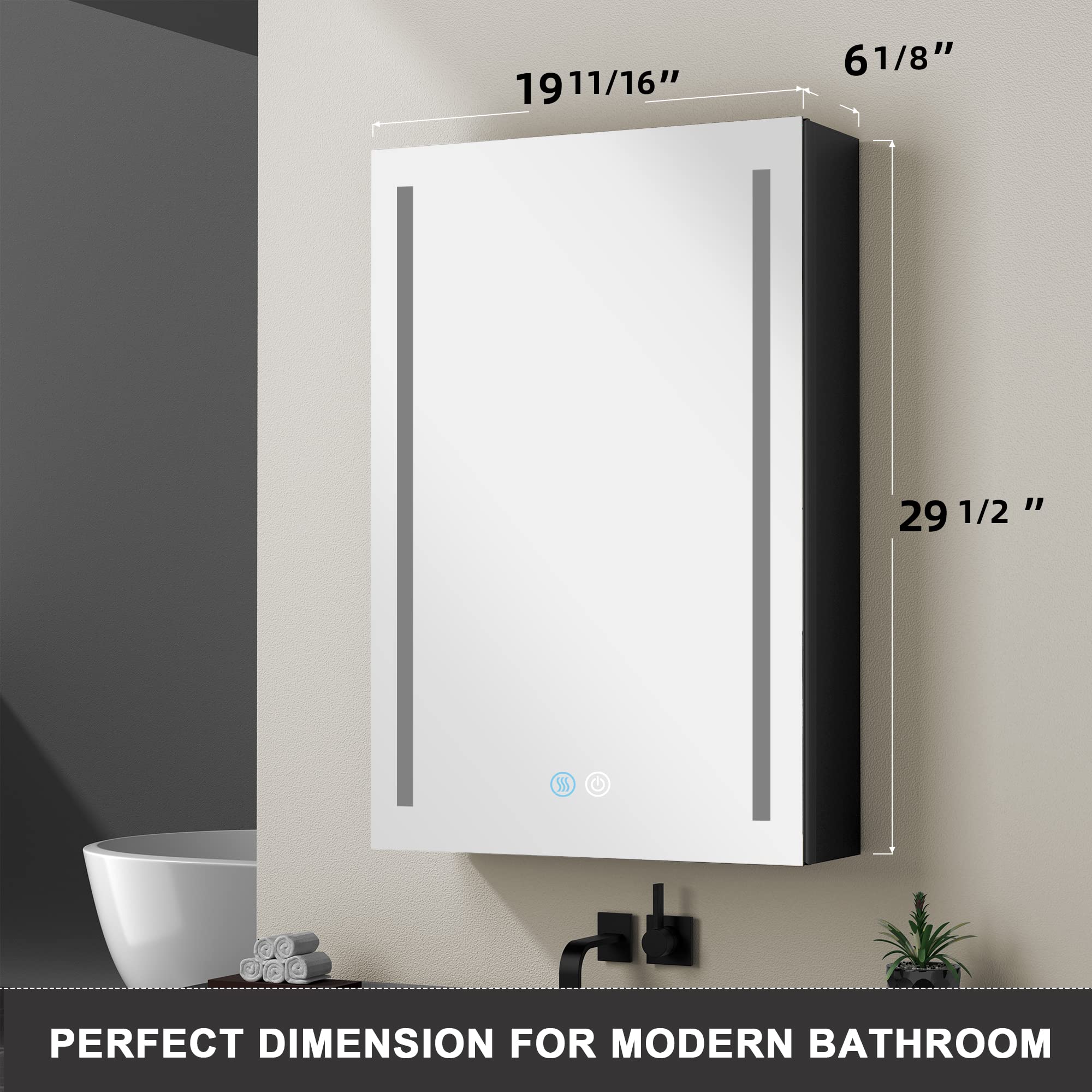 Ogonbrick 30x20 Inch LED Medicine Cabinet with Mirror - Aluminum Bathroom Storage with Defogger, 3 Color Lighting Modes & Dimmable Brightness, Adjustable Glass Shelves - Perfect for Modern Bathrooms, Vanities, and Spa-Like Spaces