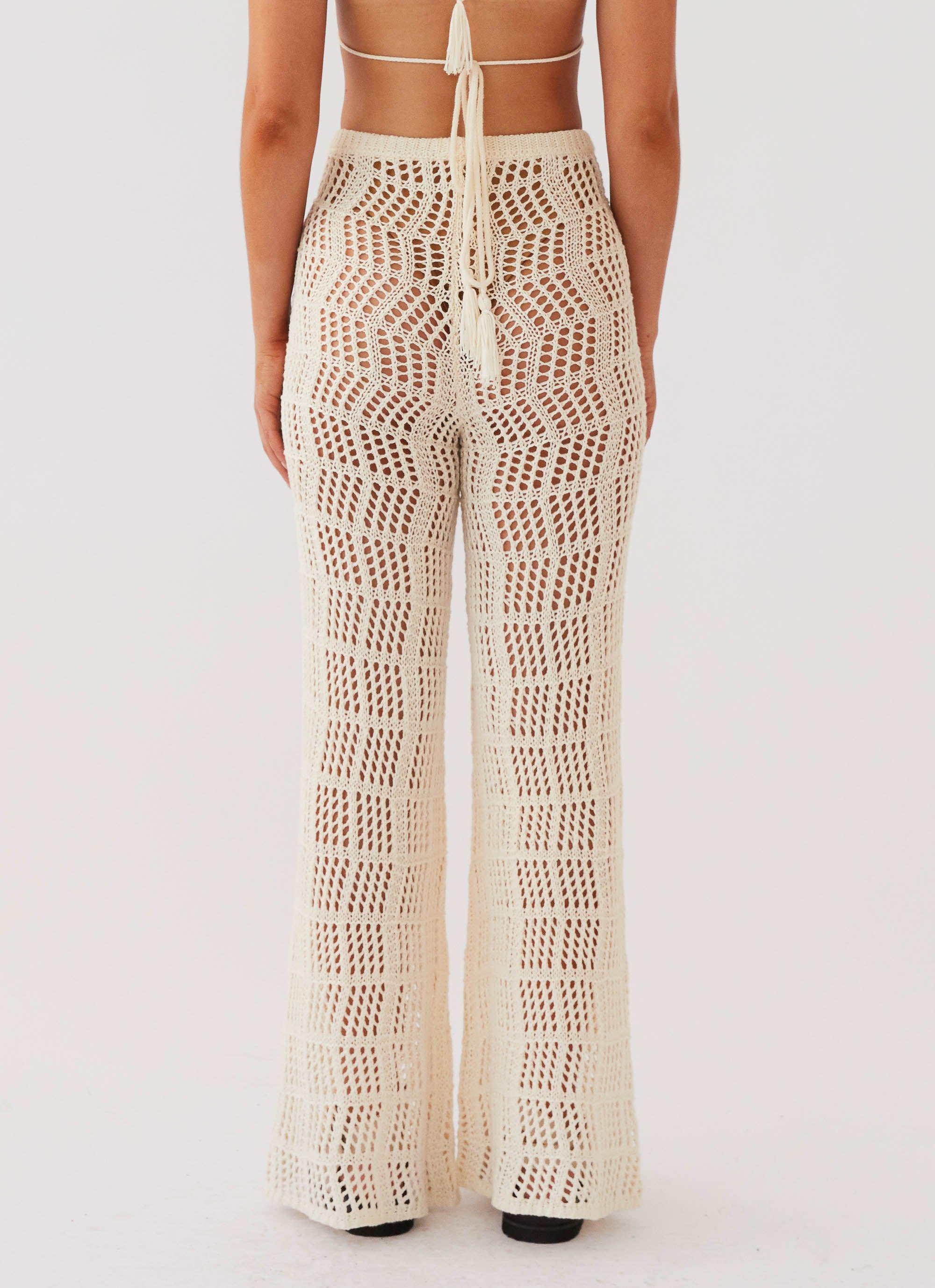Cabo Paradise Crochet Pants for Women - Natural Cotton Boho Beach Pants | Perfect for Summer Vacations, Music Festivals & Beach Getaways