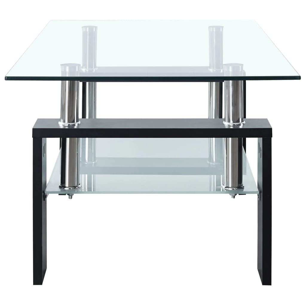 Modern Coffee Table with Storage - 2-Tier Tempered Glass Center Table for Living Room (37.4