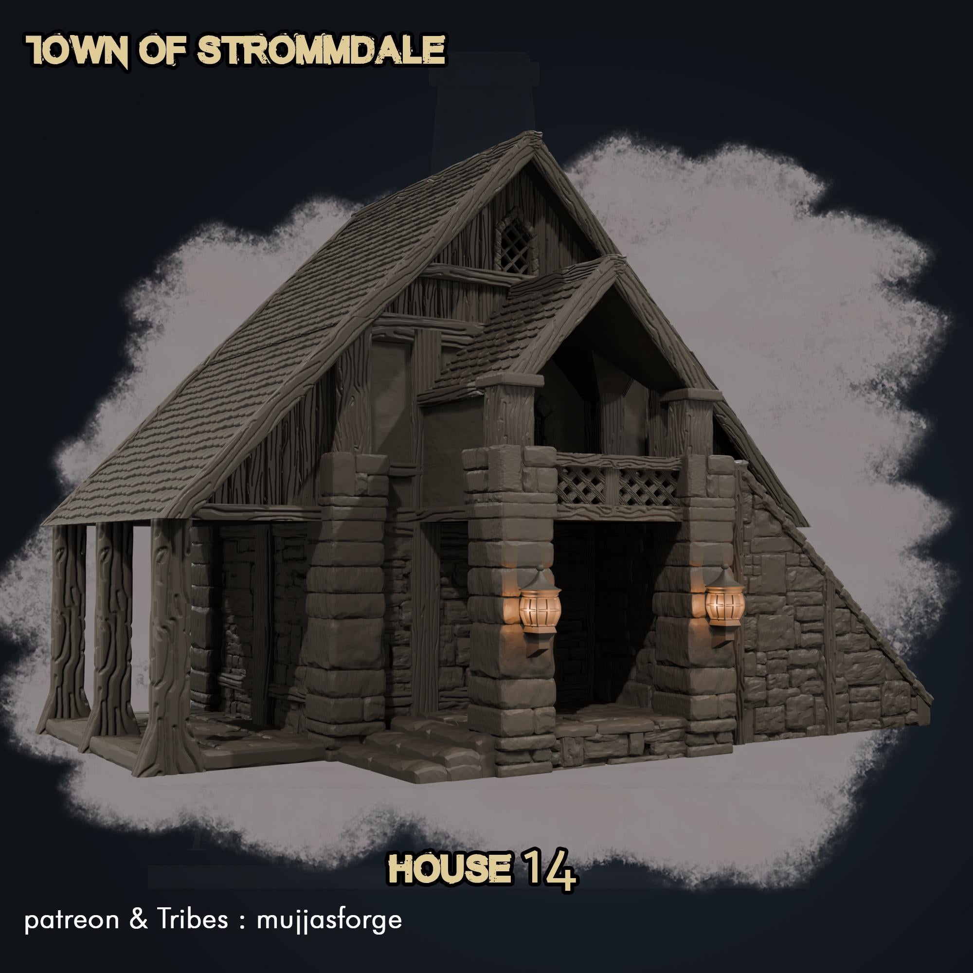 Strommdale House 14 - Medieval Fantasy RPG Terrain with Timber & Stone Design for D&D, Pathfinder & Tabletop Gaming Scenes