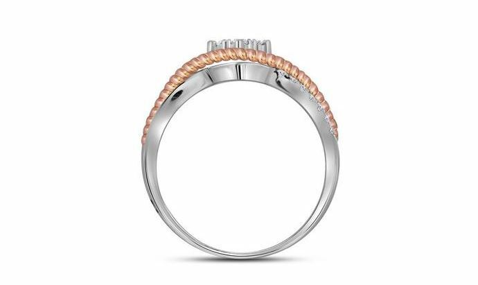 10K Two-Tone Gold Diamond Women's Rope Rose Tone Band Ring - 1/5 CTTW - Elegant Jewelry for Weddings, Anniversaries & Special Occasions