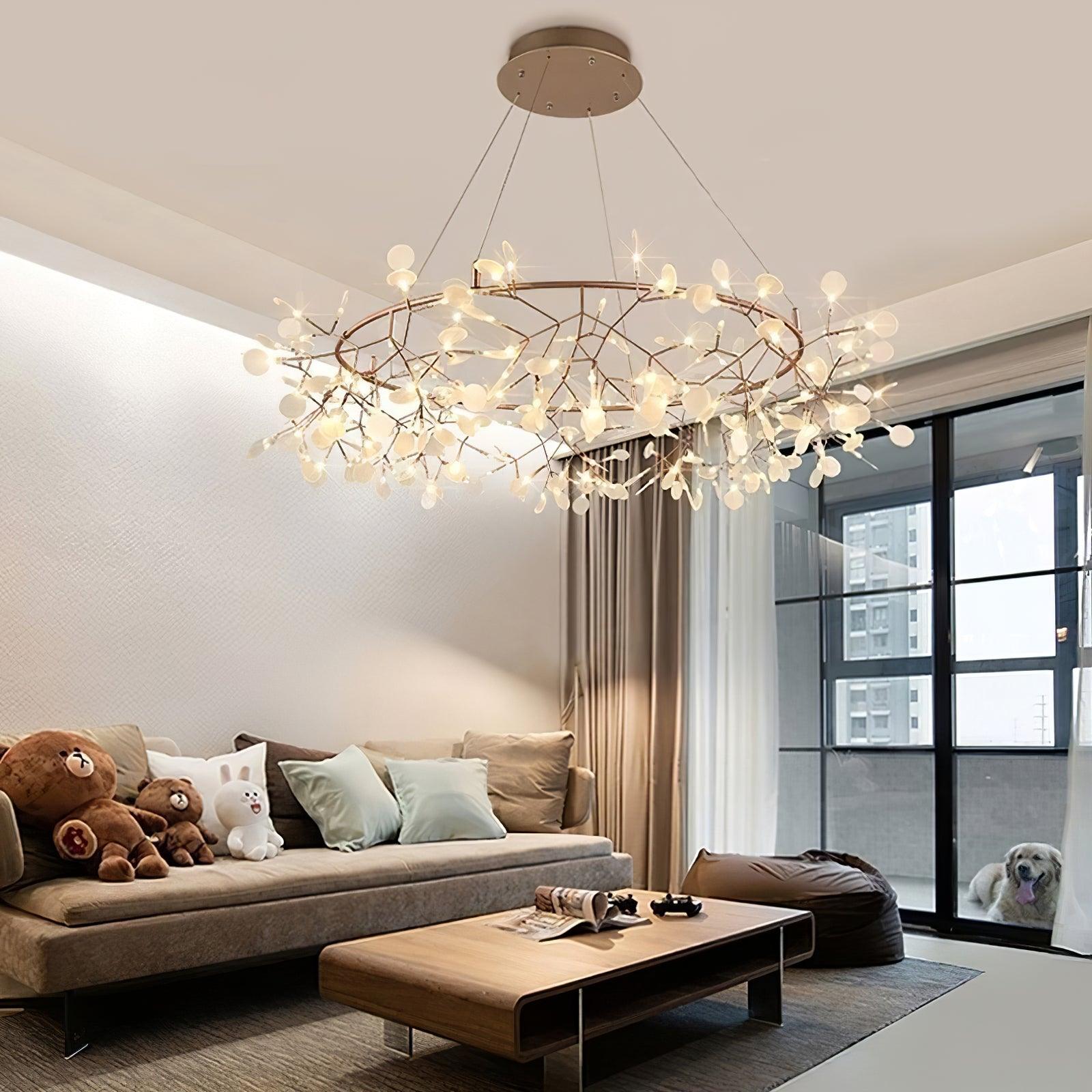 Big O Firefly LED Chandelier - Modern Crystal Ceiling Light Fixture for Dining Room, Bedroom, Living Room | Energy Efficient Dimmable Hanging Lamp for Home Decor & Wedding Venue Lighting