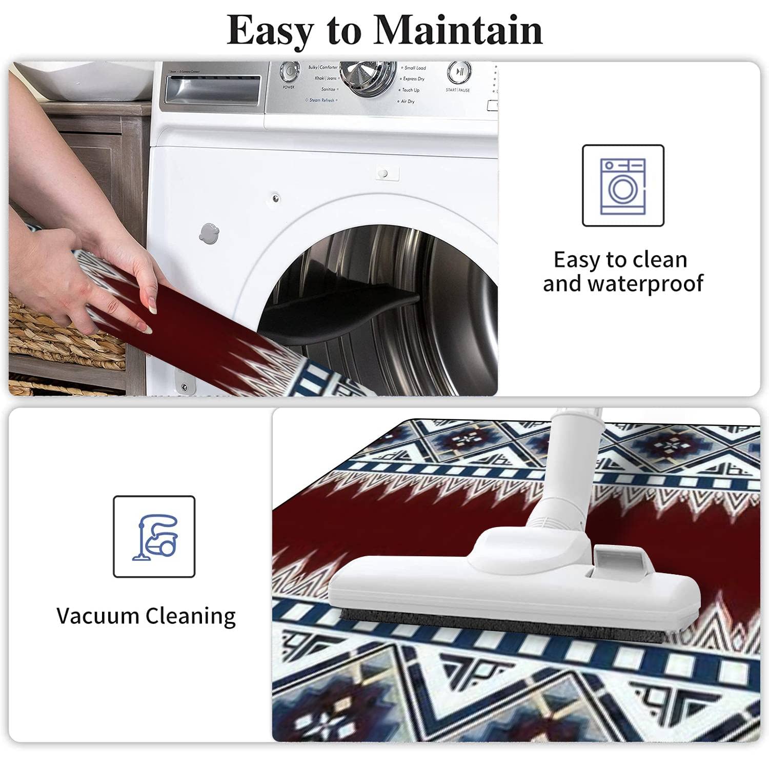 Thai Ethnic Kitchen Rugs - Non-Slip Washable Floor Mats for Home Decor