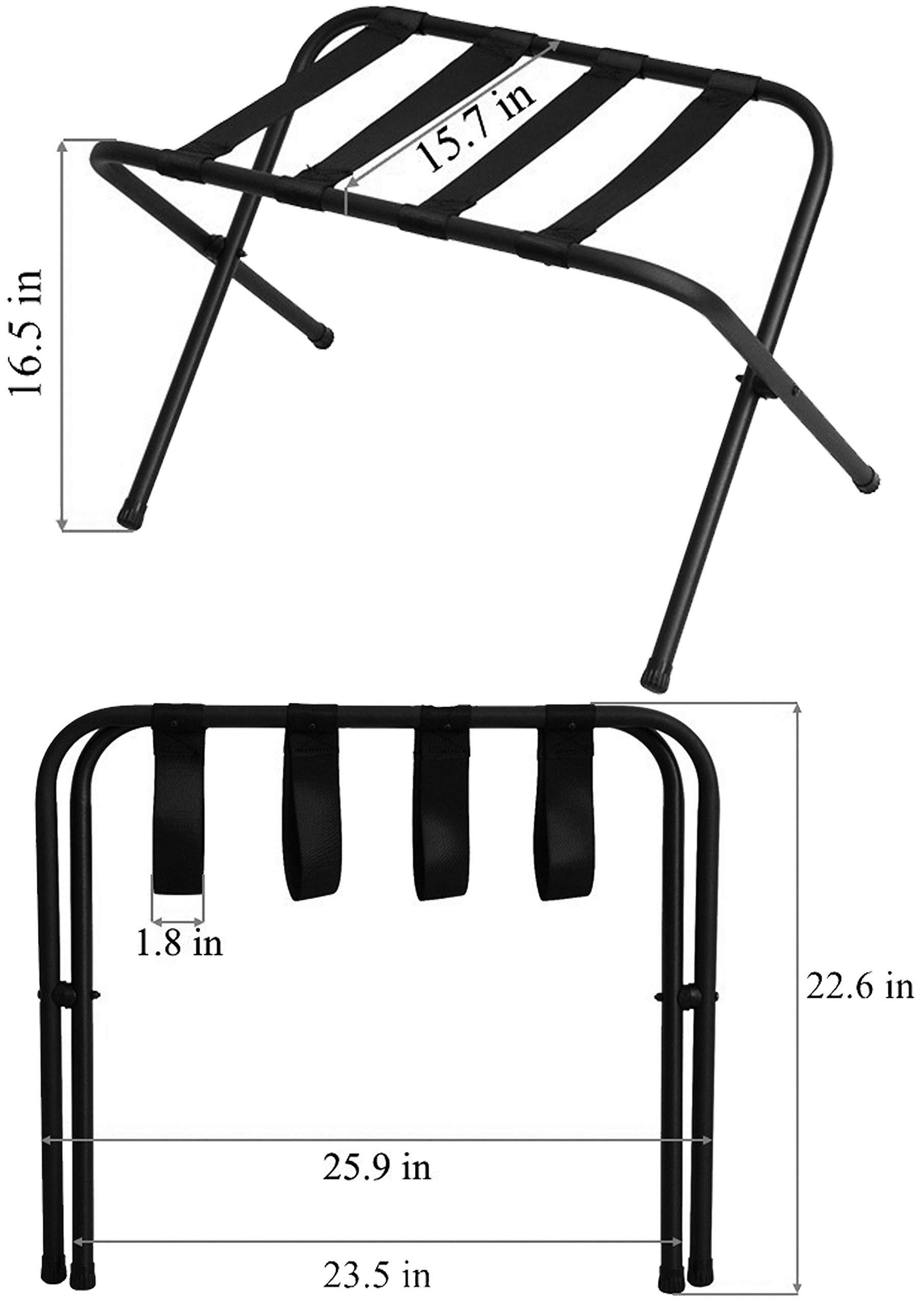 Black Metal Folding Luggage Rack by Mabel Home - Space-Saving Travel Storage for Suitcases, Bags & Clothes - Perfect for Bedrooms, Closets & Hotels