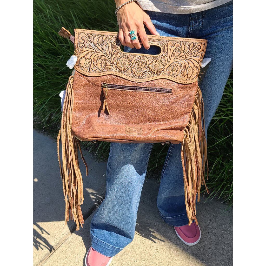 American Darling Team Roper Genuine Cowhide Leather Purse for Women - Western Style Handbag for Rodeo, Country Music Festivals & Everyday Use