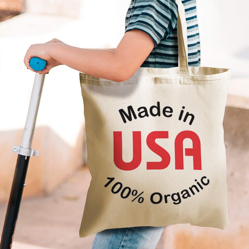 Custom Canvas Tote Bag - Reusable Eco-Friendly Shopping Bag - 100% Organic Cotton - Made in USA - Beach Tote for Women & Kids - Perfect for Groceries, Picnics and Beach Outings