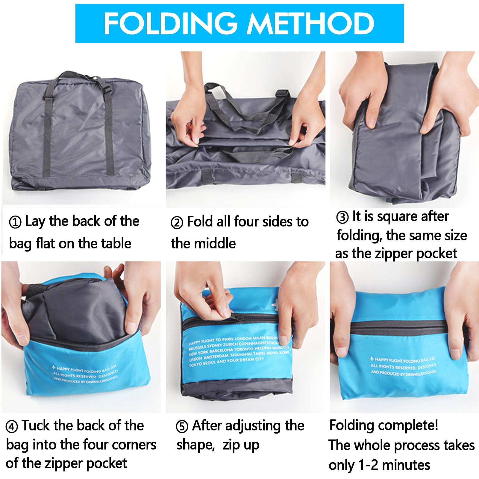Foldable Travel Duffel Bag - Water Resistant Gym Tote & Carry On Luggage for Sports, Weekend Trips & Overnight Stays - Perfect for Gym, Travel & Outdoor Adventures