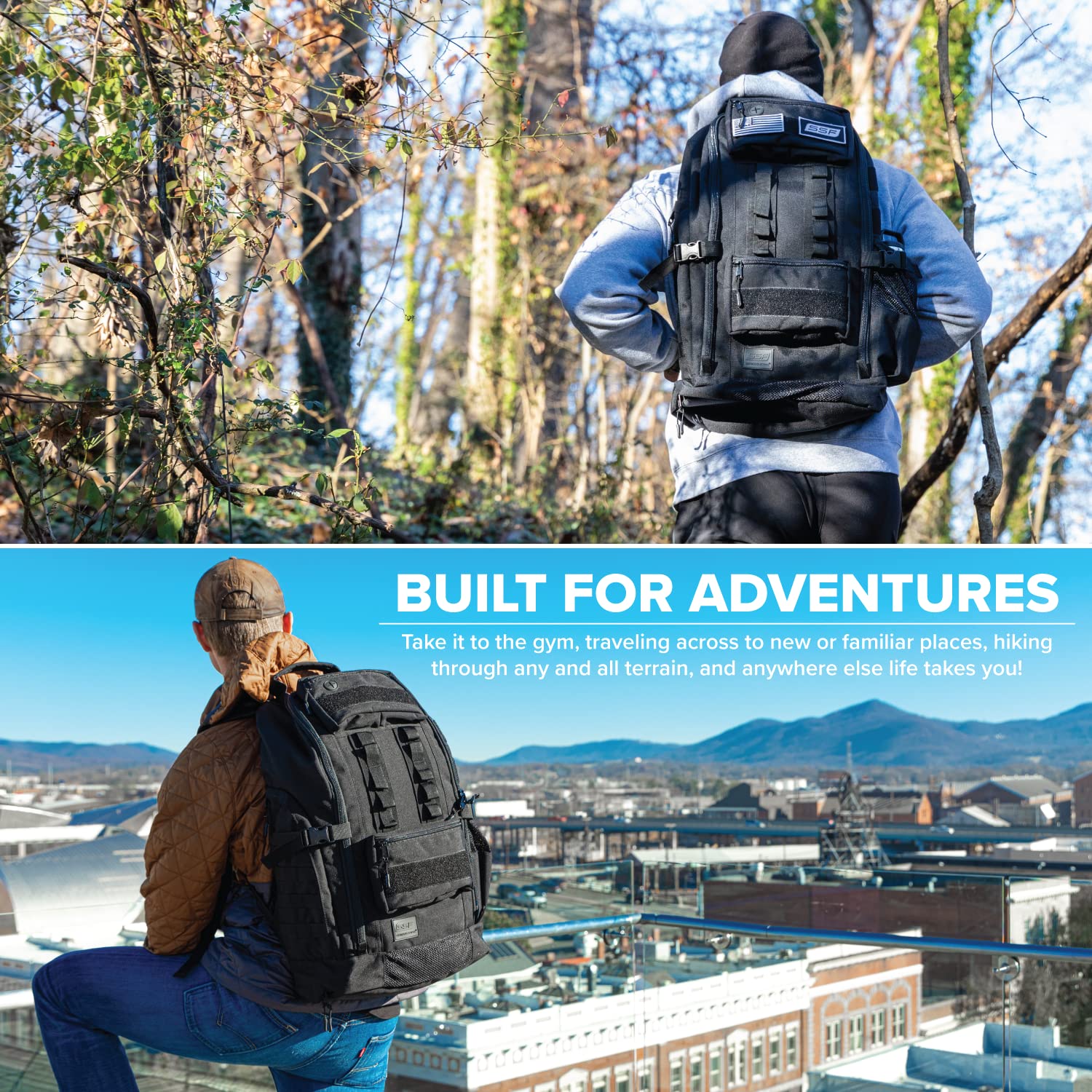 Serious Steel Fitness Tactical Backpack & Gym Bag - 1000D Nylon Durable Military Backpack for Men - Perfect for Workout, Hiking, Travel & Everyday Use