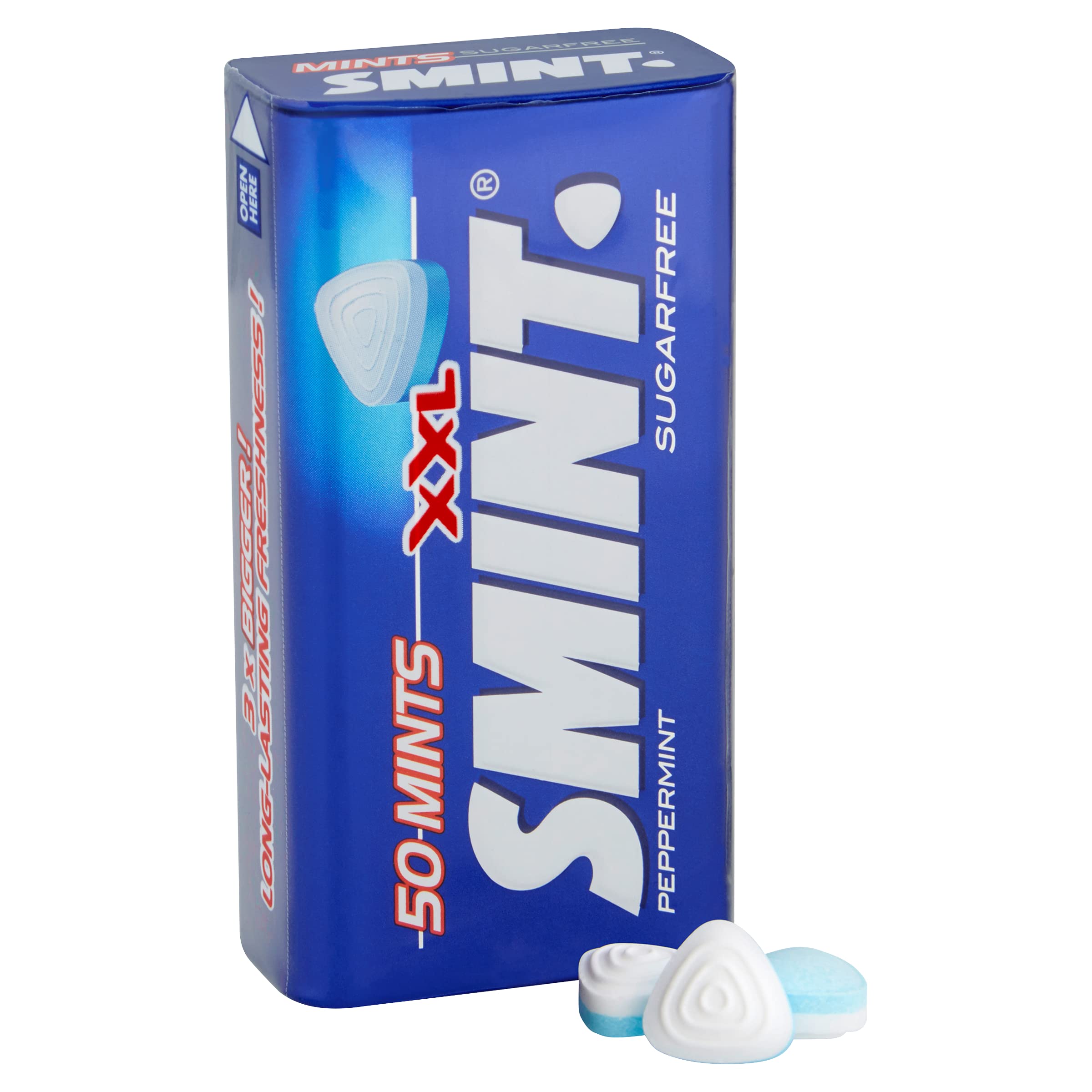 Smint XXL Sugar-Free Peppermint Mints - 50 Count Tin (35g) | Fresh Breath Solution for Work, Travel & Meetings | Pack of 1