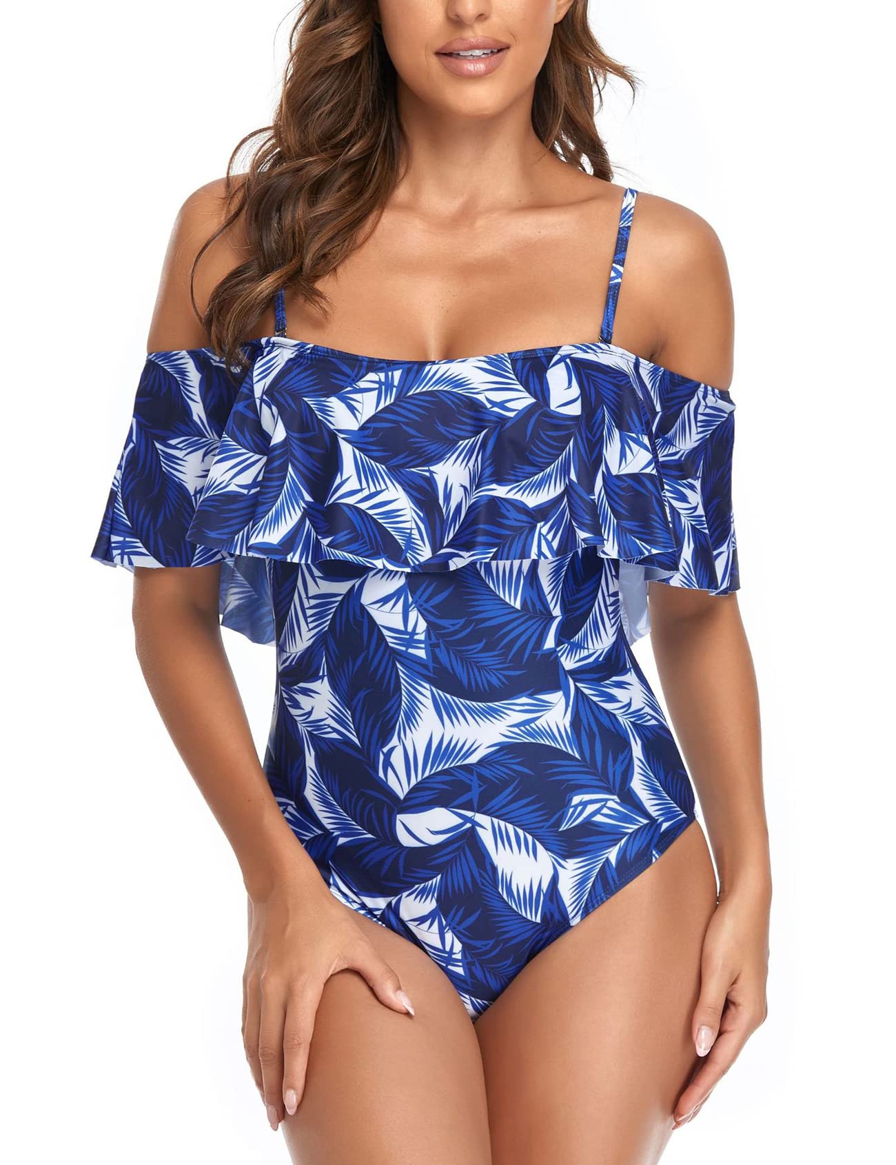 Women's Floral Off-Shoulder Maternity Swimsuits - Flounce One Piece Bathing Suit for Pregnancy | Perfect for Beach Vacations, Pool Parties & Maternity Photos