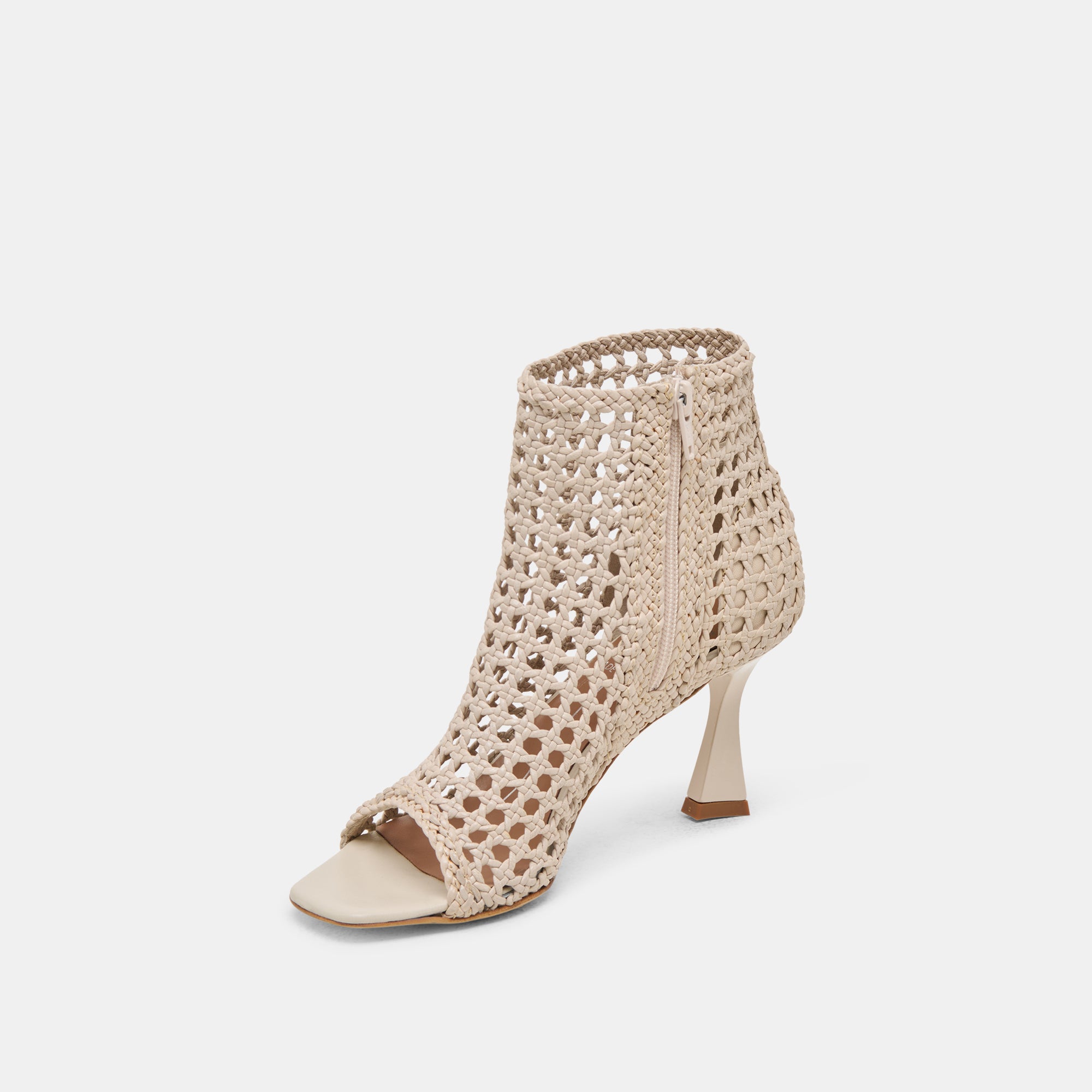 QUIN Women's Heels - Bone Woven Leather High Heel Shoes for Women | Comfortable Dress Pumps for Office, Party & Special Occasions