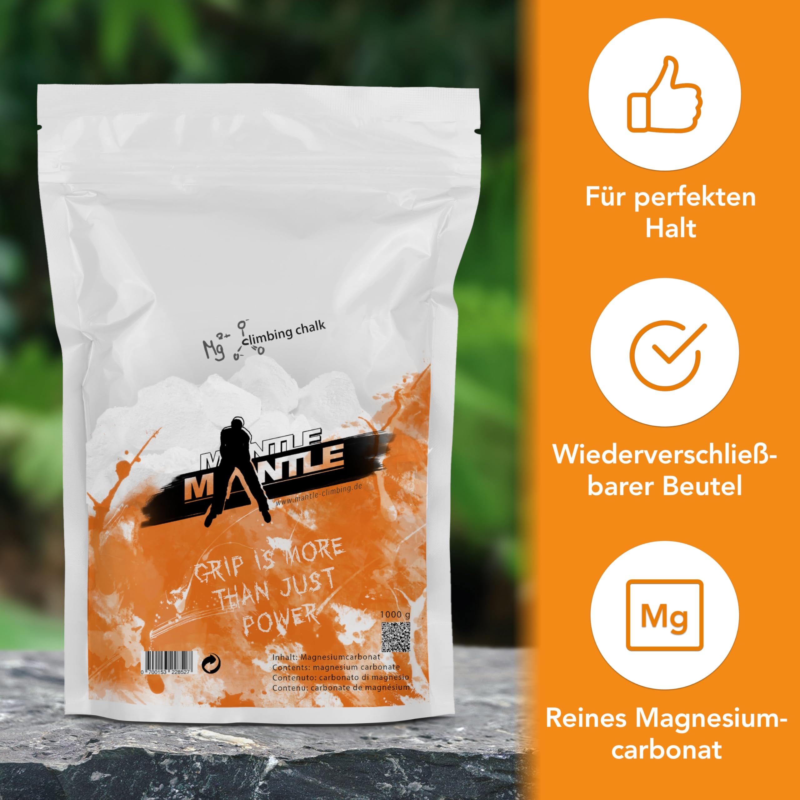 **Mantle Chalk Powder 1kg - Premium Climbing Chalk for Bouldering, Rock Climbing & Fitness - Improve Grip & Reduce Sweat for Indoor & Outdoor Training**