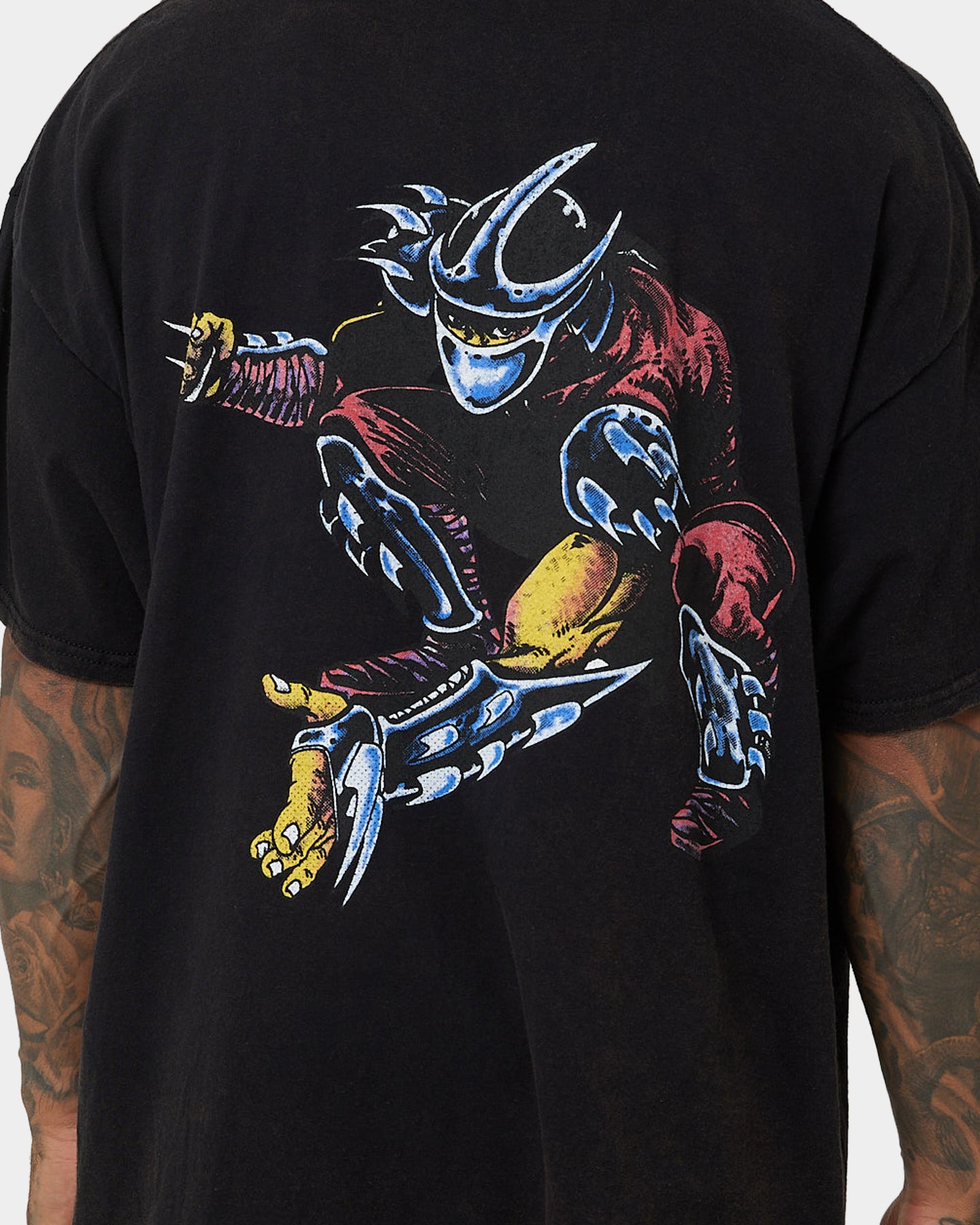 Vintage Teenage Mutant Ninja Turtles Shredder Graphic T-Shirt - Black Washed Cotton Tee for TMNT Fans, Cosplay & Retro Gaming Outfits