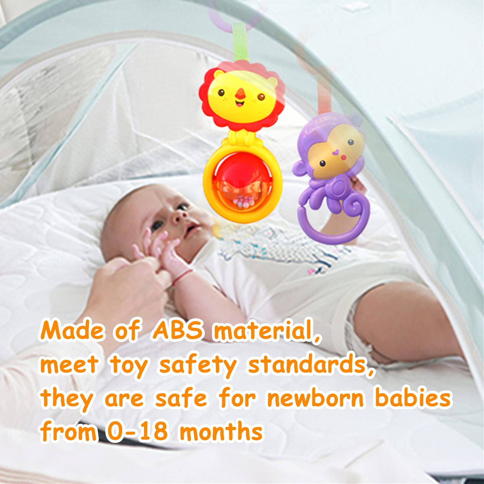 **Cartoon Animal Hanging Rattle Toys for Babies - 4 Pack | Handheld & Crib Rattles for Infants | Perfect Baby Shower & Birthday Gift | Ideal for Bed, Car Seat & Stroller Playtime**    (Note: This optimized title includes SEO-friendly keywords, translates any Chinese elements, and adds a usage scenario for better engagement.)