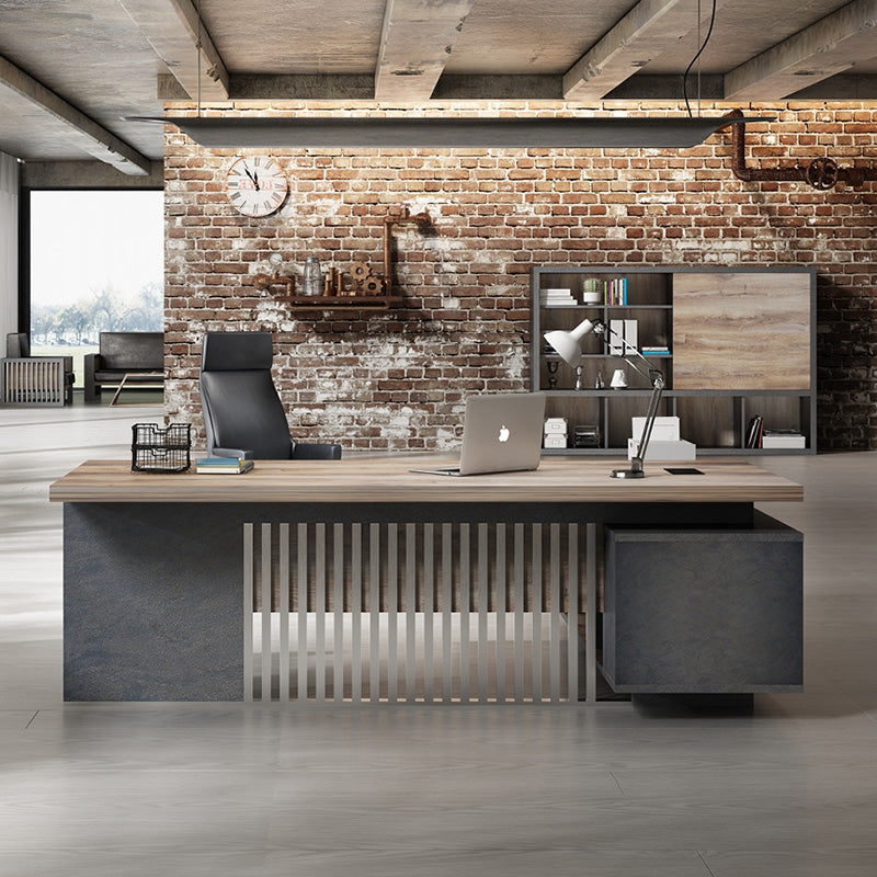 DAXTON Executive Desk with Right Return 2.4M Warm Oak & Black - Premium Office Furniture for Home & Business Workspaces