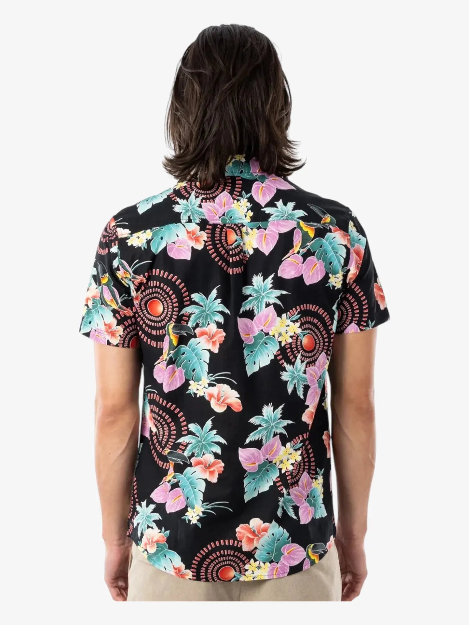 Rip Curl Tropical Black Shirt for Men - Lightweight Breathable Surf Shirt for Beach, Vacation & Summer Outfits