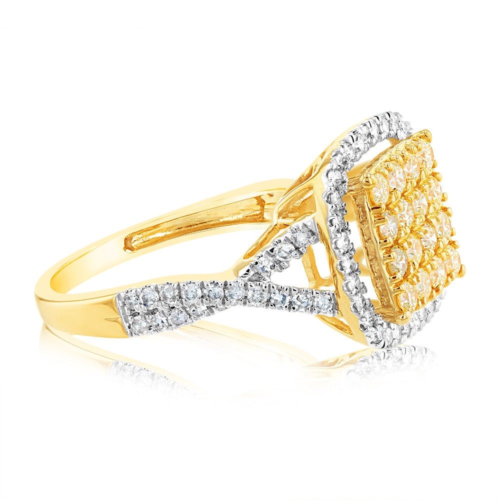 14ct 1 Carat Cushion Cut Diamond Ring with 84 Brilliant Cut Diamonds - Elegant Engagement & Wedding Jewelry for Women