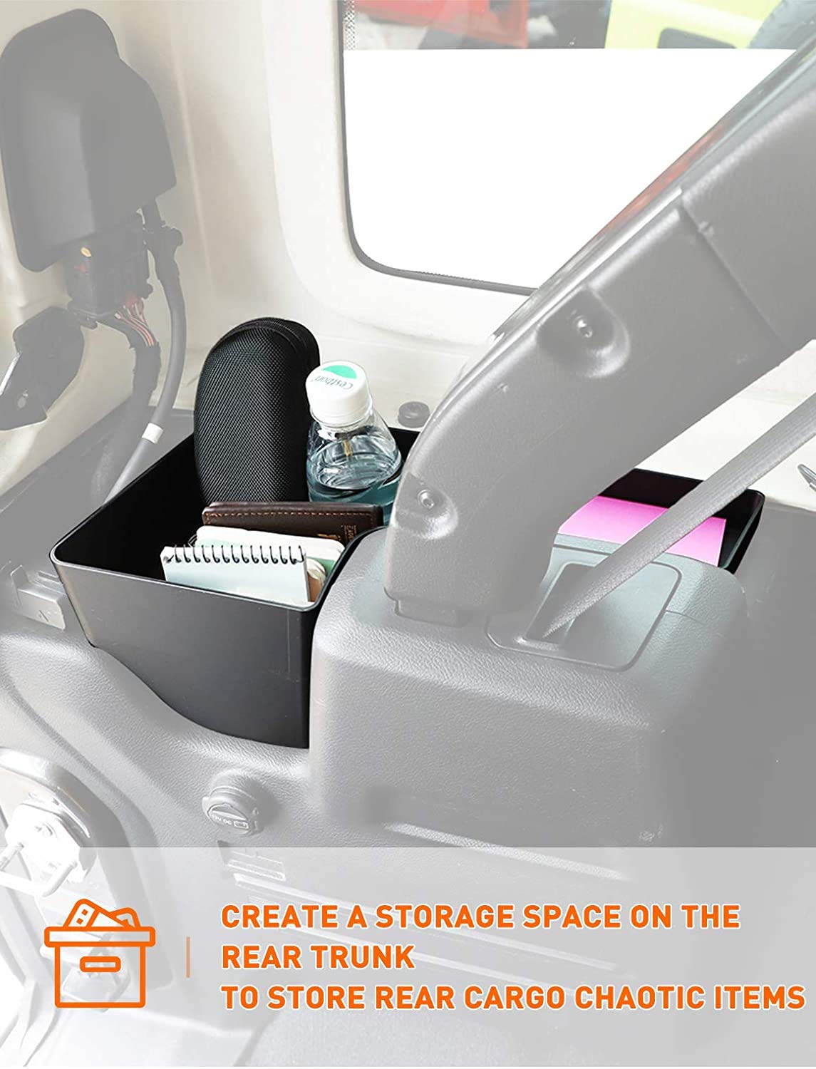2018-2021 Jeep Wrangler JL/JLU Rear Trunk Organizer - Left Side Wheel Well Storage Bin | Interior Cargo Tray Accessories | Perfect for Road Trips & Off-Road Adventures