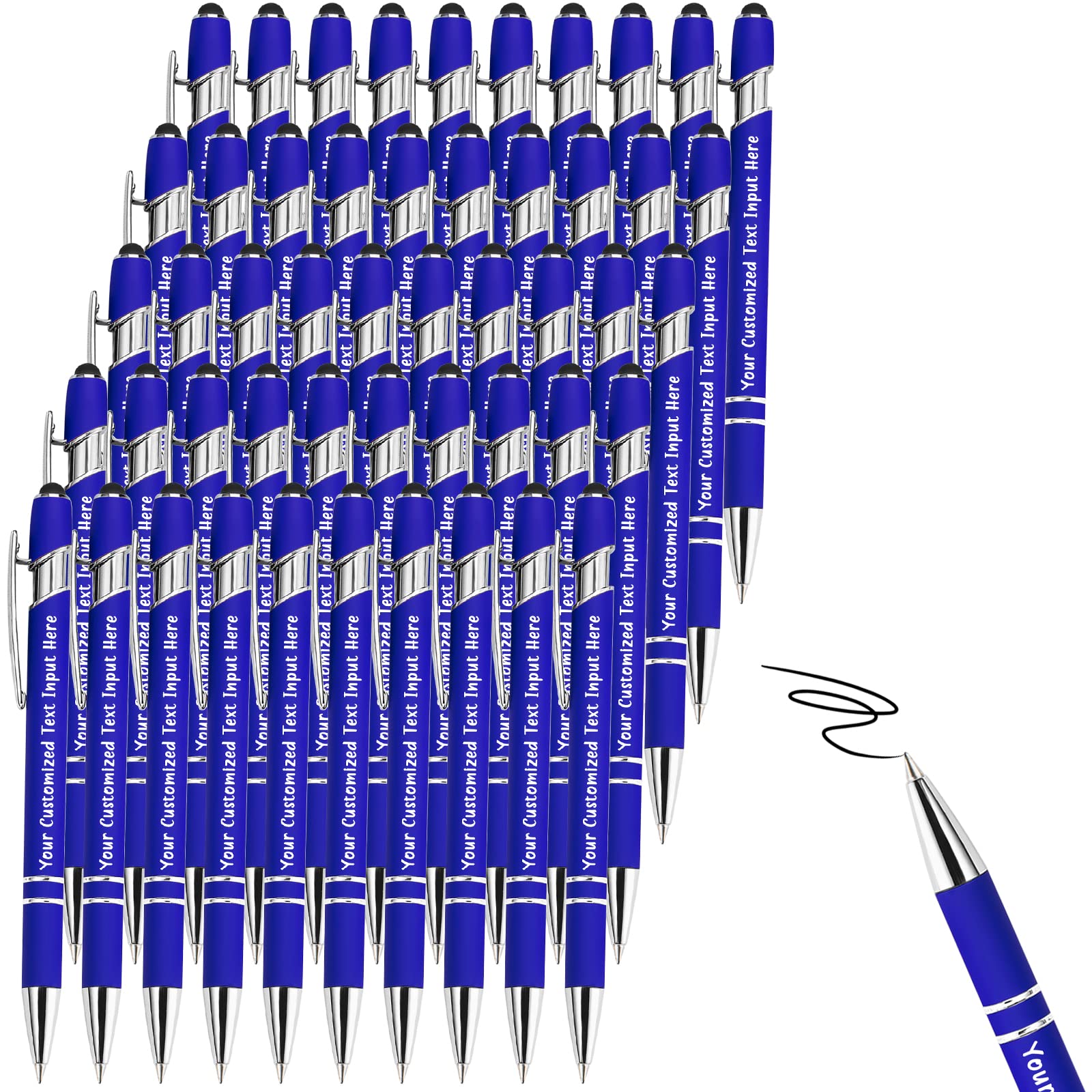 Custom Engraved Ballpoint Pens Bulk 200 Pcs - Personalized Name & Logo, Soft Black Ink, Touch Stylus - Office Gifts for Anniversaries, Graduations, Birthdays | Perfect for Corporate Events, Promotions & School Supplies
